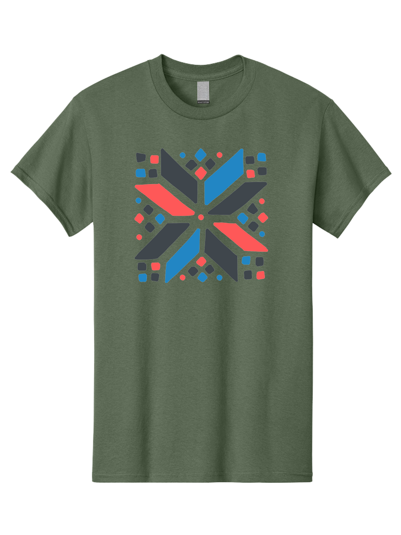 Kaleidoscope-Pattern-1 Men'S Graphic Tee, 100% Cotton, Comfortable Casual Summer Wear, Machine Washable, Symmetrical Shapes, Geometric Pattern, Abstract Design, Colorful Elements, Modern Art, Artistic Expression, Vibrant Colors, Bold Design, Aab757