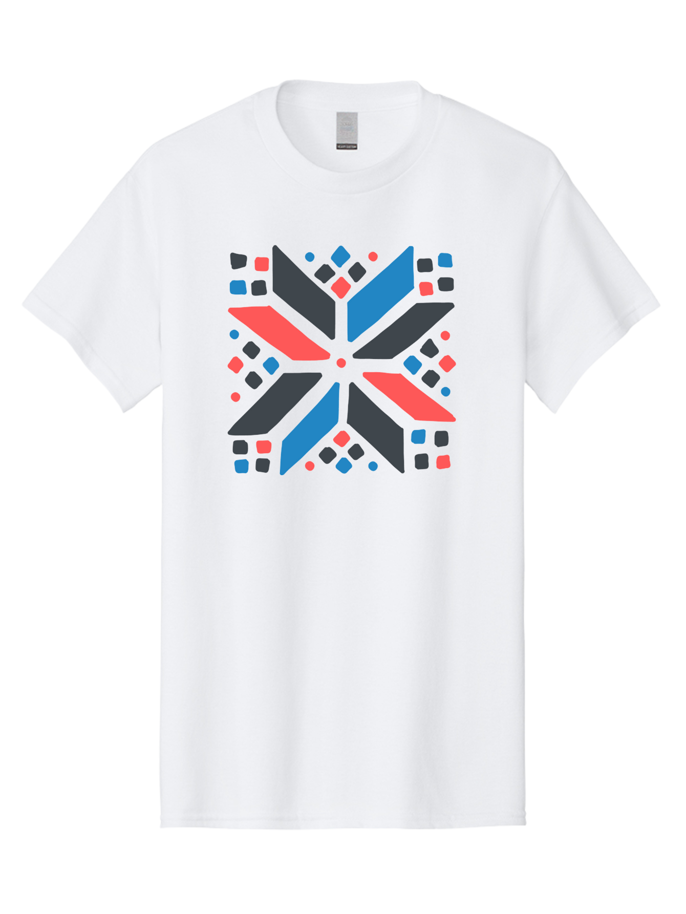 Kaleidoscope-Pattern-1 Men'S Graphic Tee, 100% Cotton, Comfortable Casual Summer Wear, Machine Washable, Symmetrical Shapes, Geometric Pattern, Abstract Design, Colorful Elements, Modern Art, Artistic Expression, Vibrant Colors, Bold Design, Aab757