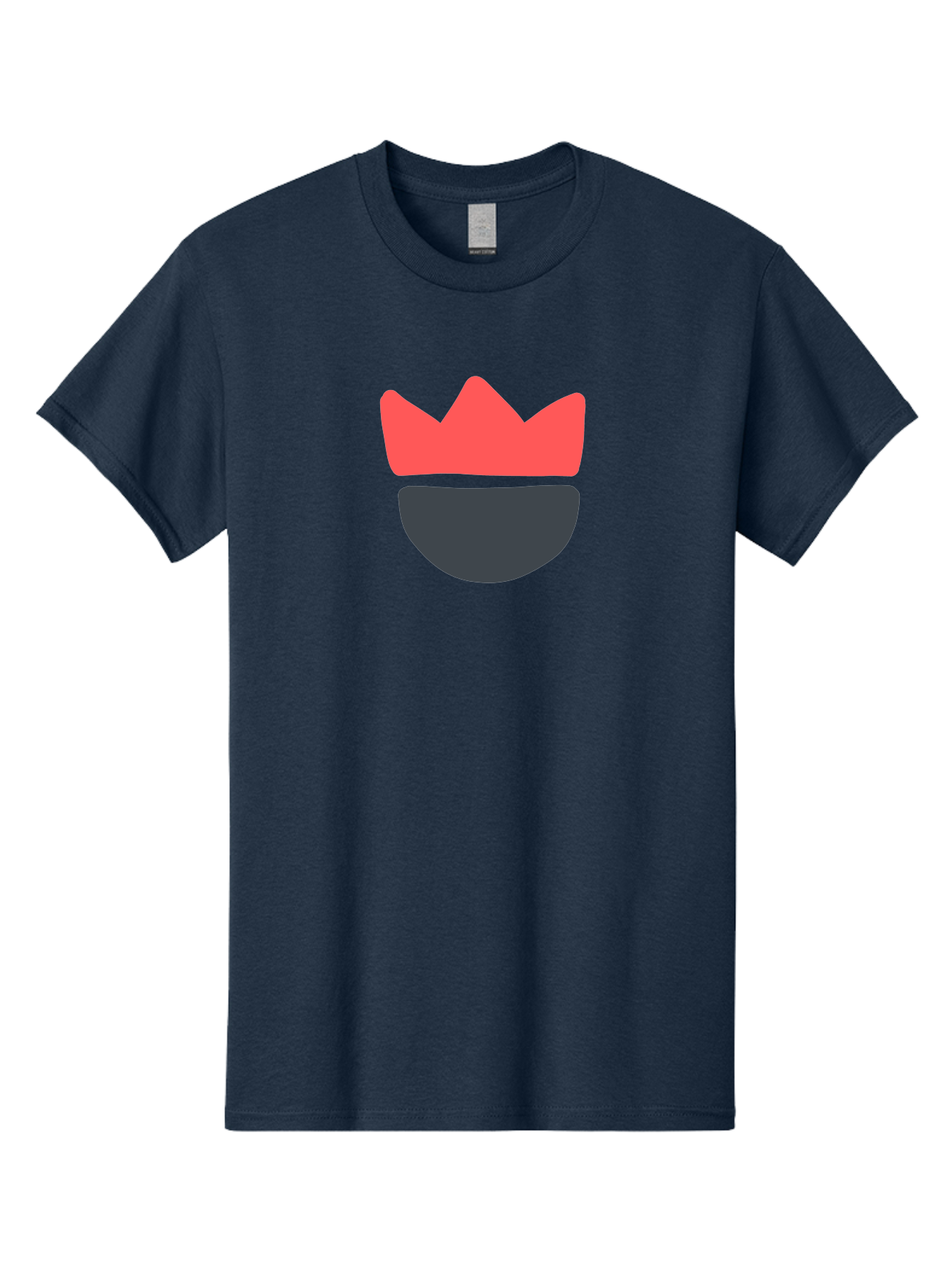 King-Face Men'S Graphic Tee, 100% Cotton, Comfortable Casual Summer Wear, Machine Washable, Crown, Bearded Man, Dark Blue Beard, Red Crown, Simple Illustration, Minimalist Art, Modern Design, King Icon, Facial Representation, Digital Graphics Aab759