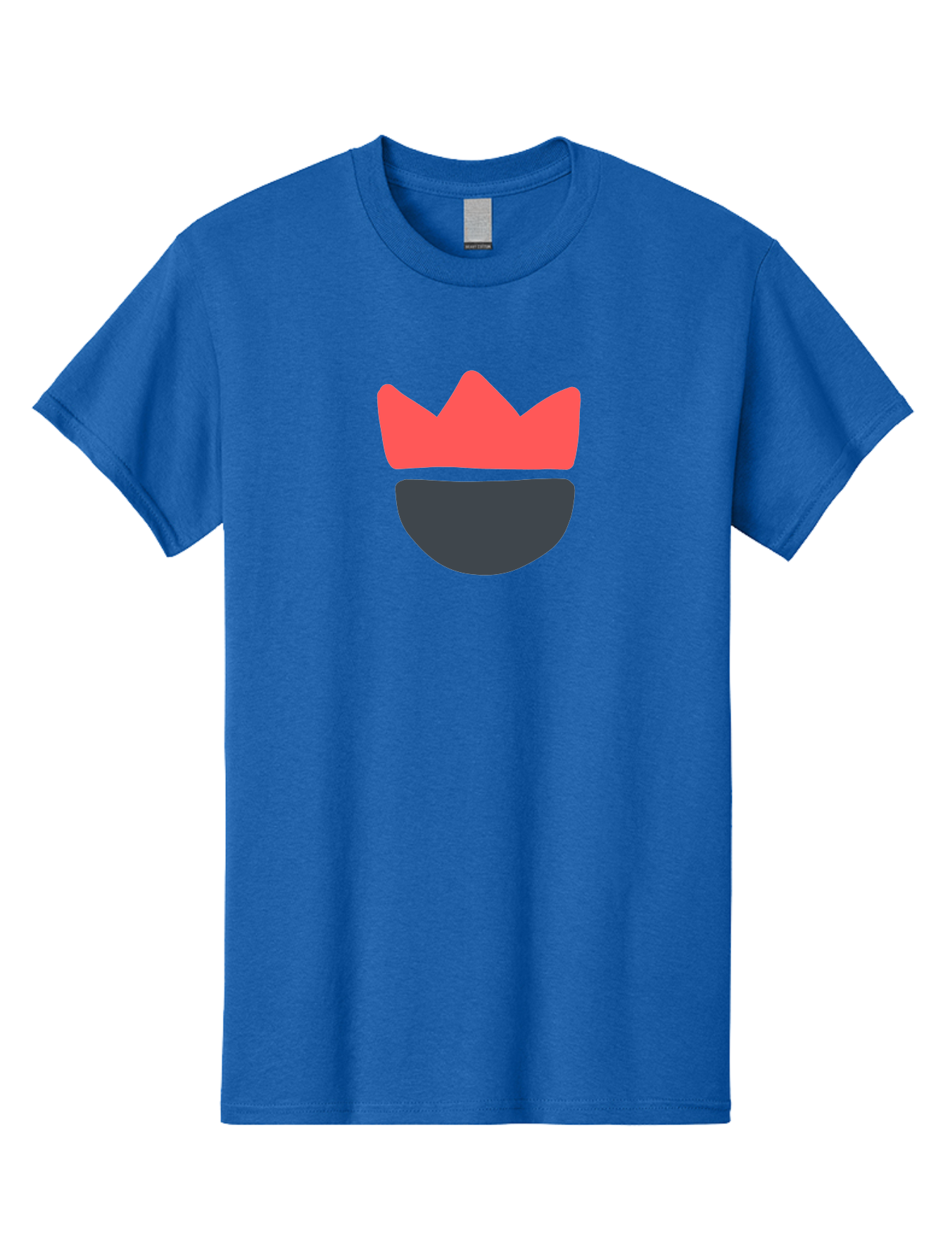 King-Face Men'S Graphic Tee, 100% Cotton, Comfortable Casual Summer Wear, Machine Washable, Crown, Bearded Man, Dark Blue Beard, Red Crown, Simple Illustration, Minimalist Art, Modern Design, King Icon, Facial Representation, Digital Graphics Aab759