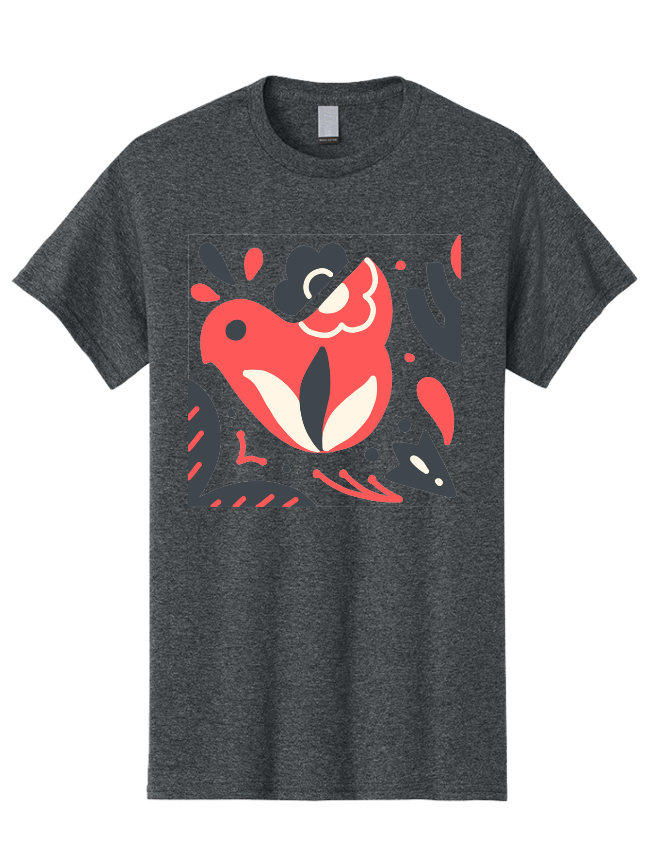Koi-Fish-Illustration Men'S Graphic Tee, 100% Cotton, Comfortable Casual Summer Wear, Machine Washable, Fish Head, Abstract Art, Digital Illustration, Vibrant Colors, Dynamic Shapes, Playful Design, Creative Expression, Bold Graphics, Aab760