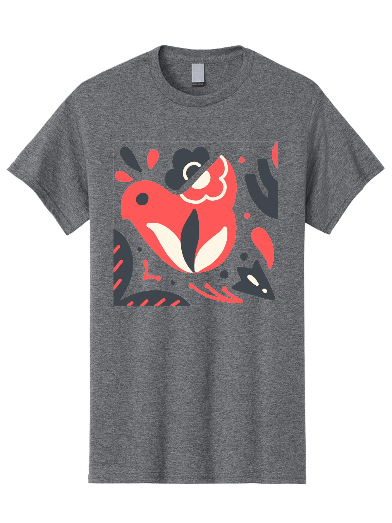 Koi-Fish-Illustration Men'S Graphic Tee, 100% Cotton, Comfortable Casual Summer Wear, Machine Washable, Fish Head, Abstract Art, Digital Illustration, Vibrant Colors, Dynamic Shapes, Playful Design, Creative Expression, Bold Graphics, Aab760