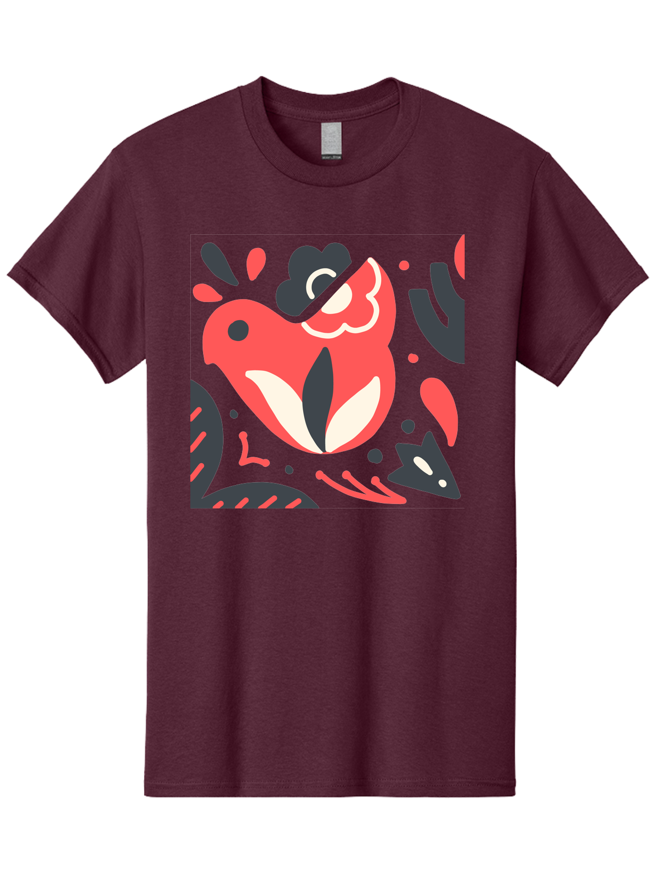 Koi-Fish-Illustration Men'S Graphic Tee, 100% Cotton, Comfortable Casual Summer Wear, Machine Washable, Fish Head, Abstract Art, Digital Illustration, Vibrant Colors, Dynamic Shapes, Playful Design, Creative Expression, Bold Graphics, Aab760