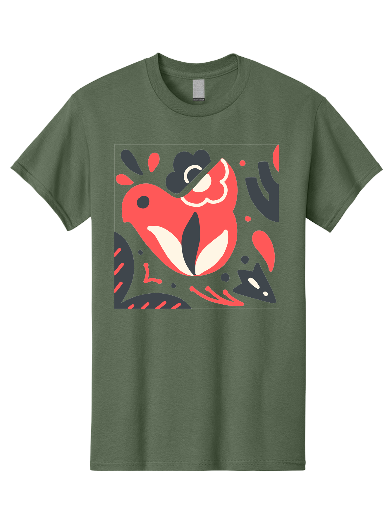 Koi-Fish-Illustration Men'S Graphic Tee, 100% Cotton, Comfortable Casual Summer Wear, Machine Washable, Fish Head, Abstract Art, Digital Illustration, Vibrant Colors, Dynamic Shapes, Playful Design, Creative Expression, Bold Graphics, Aab760