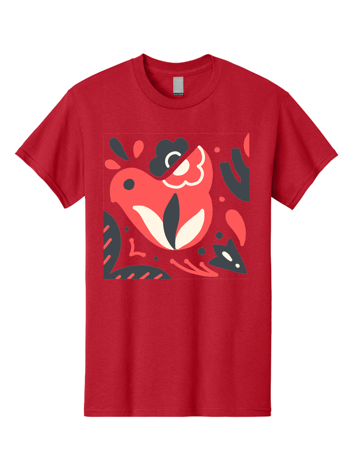 Koi-Fish-Illustration Men'S Graphic Tee, 100% Cotton, Comfortable Casual Summer Wear, Machine Washable, Fish Head, Abstract Art, Digital Illustration, Vibrant Colors, Dynamic Shapes, Playful Design, Creative Expression, Bold Graphics, Aab760