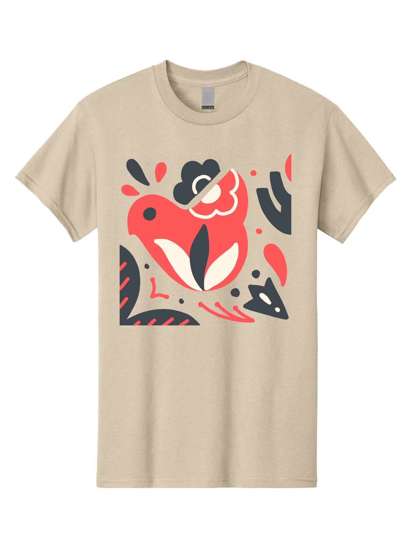 Koi-Fish-Illustration Men'S Graphic Tee, 100% Cotton, Comfortable Casual Summer Wear, Machine Washable, Fish Head, Abstract Art, Digital Illustration, Vibrant Colors, Dynamic Shapes, Playful Design, Creative Expression, Bold Graphics, Aab760