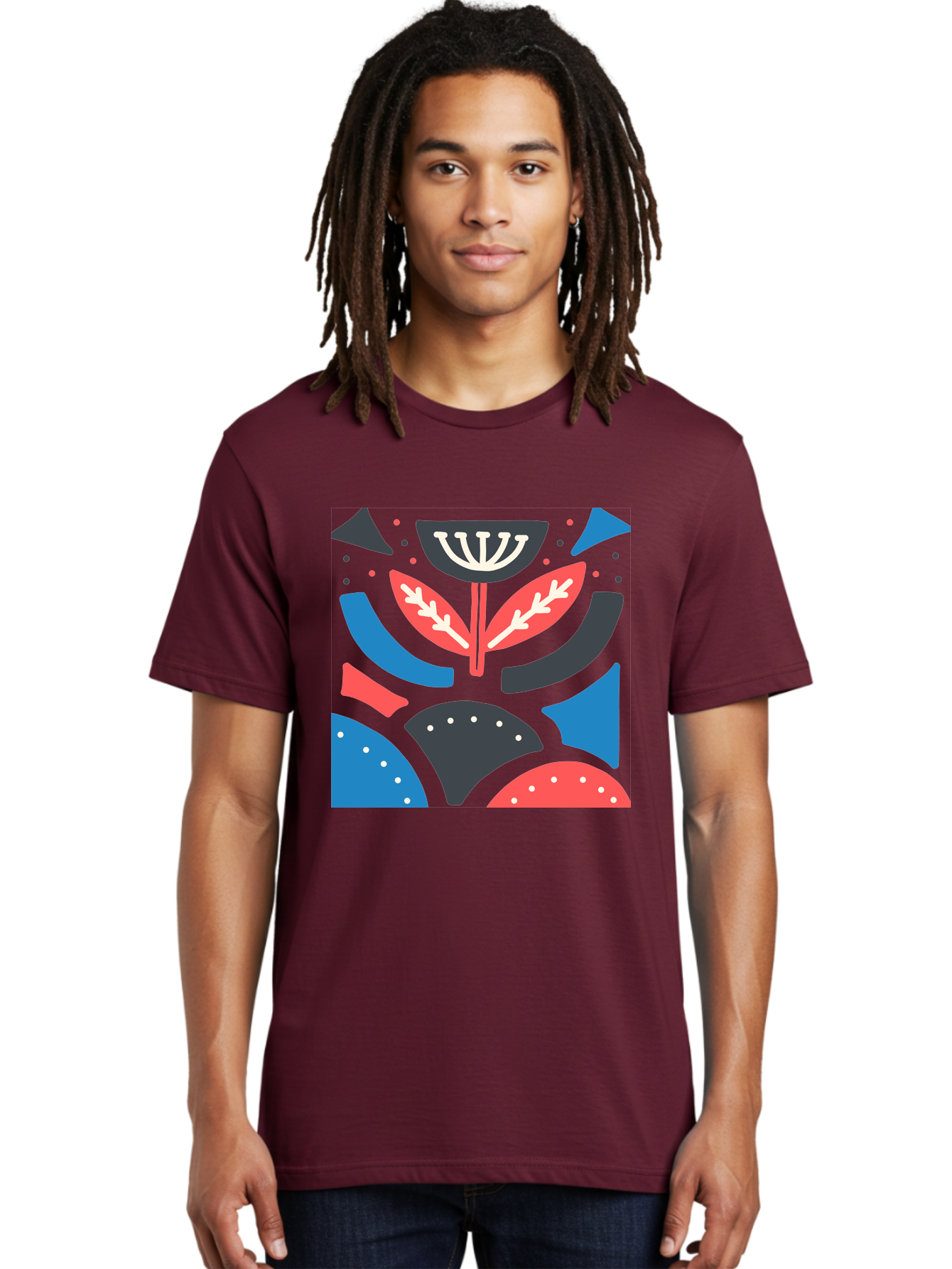Menorah-Illustration Men'S Graphic Tee, 100% Cotton, Comfortable Casual Summer Wear, Machine Washable, Menorah Illustration, Abstract Floral Design, Hanukkah Symbol, Festive Atmosphere, Jewish Tradition, Holiday Celebration, Aab764