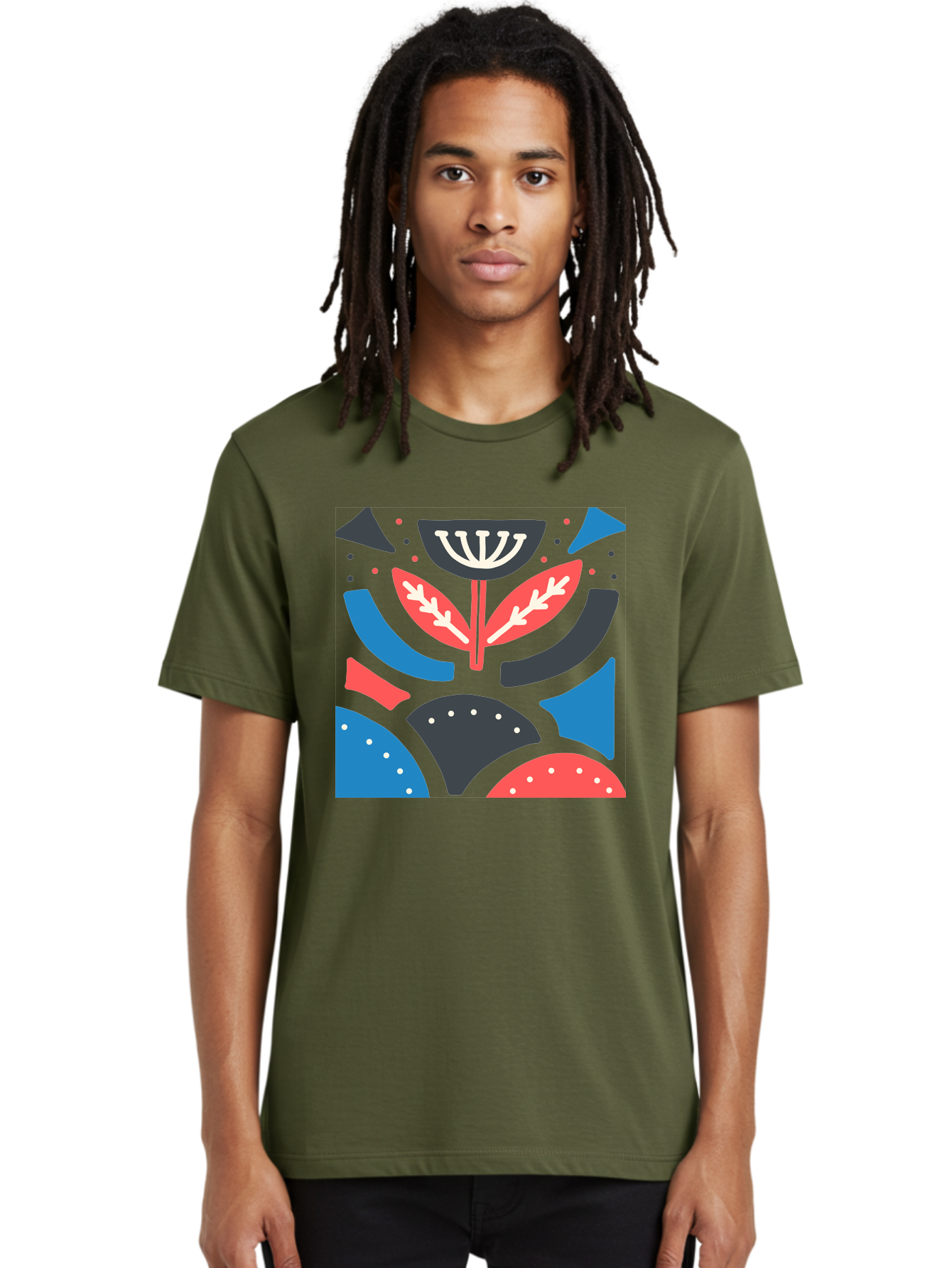 Menorah-Illustration Men'S Graphic Tee, 100% Cotton, Comfortable Casual Summer Wear, Machine Washable, Menorah Illustration, Abstract Floral Design, Hanukkah Symbol, Festive Atmosphere, Jewish Tradition, Holiday Celebration, Aab764