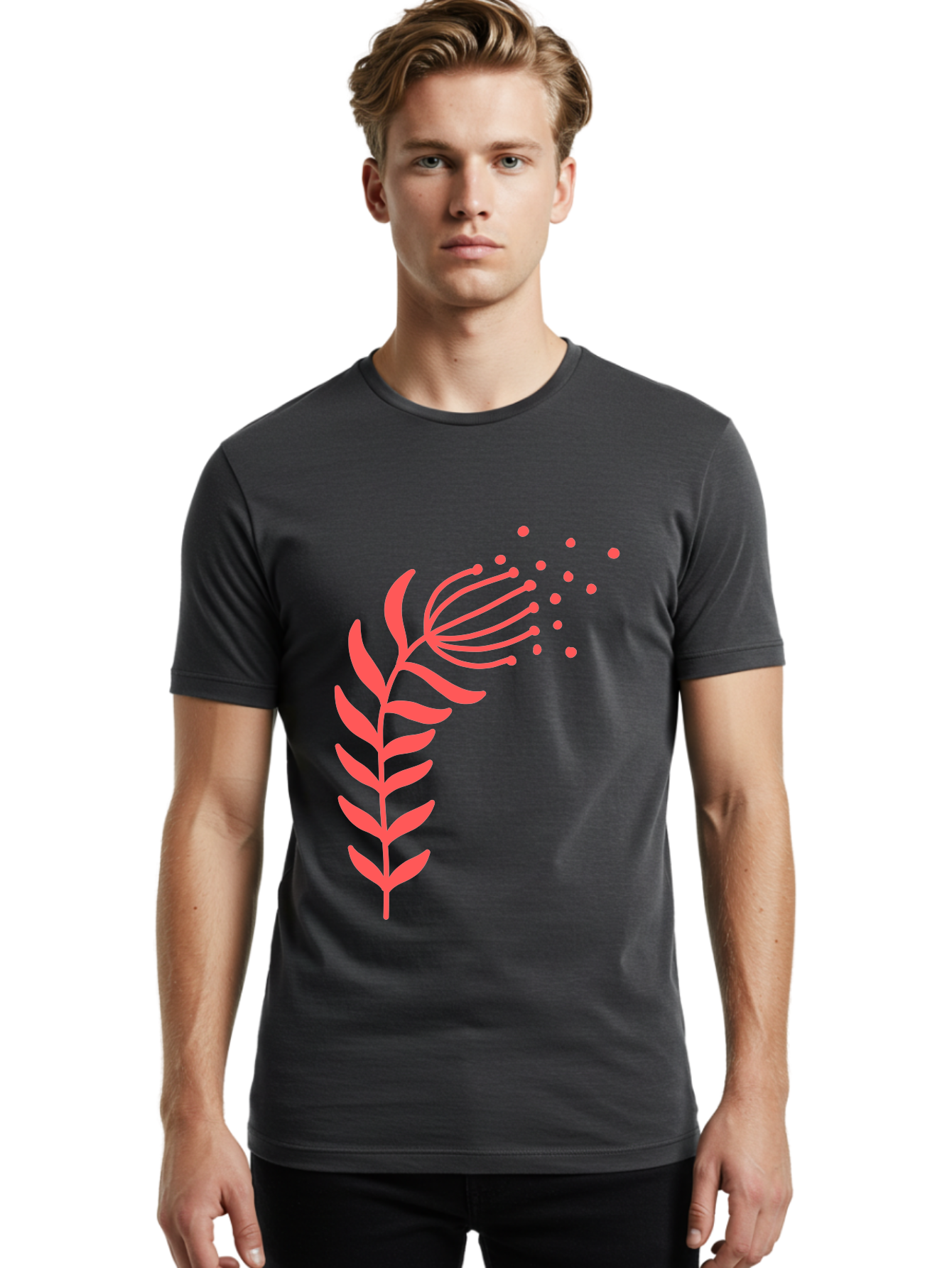 Pink-Cannabis Men'S Graphic Tee, 100% Cotton, Comfortable Casual Summer Wear, Machine Washable, Dandelion Seeds, Blowing In The Wind, Botanical Illustration, Simple Design, Floral Art, Whimsical Feel, Minimalist Art Aab770