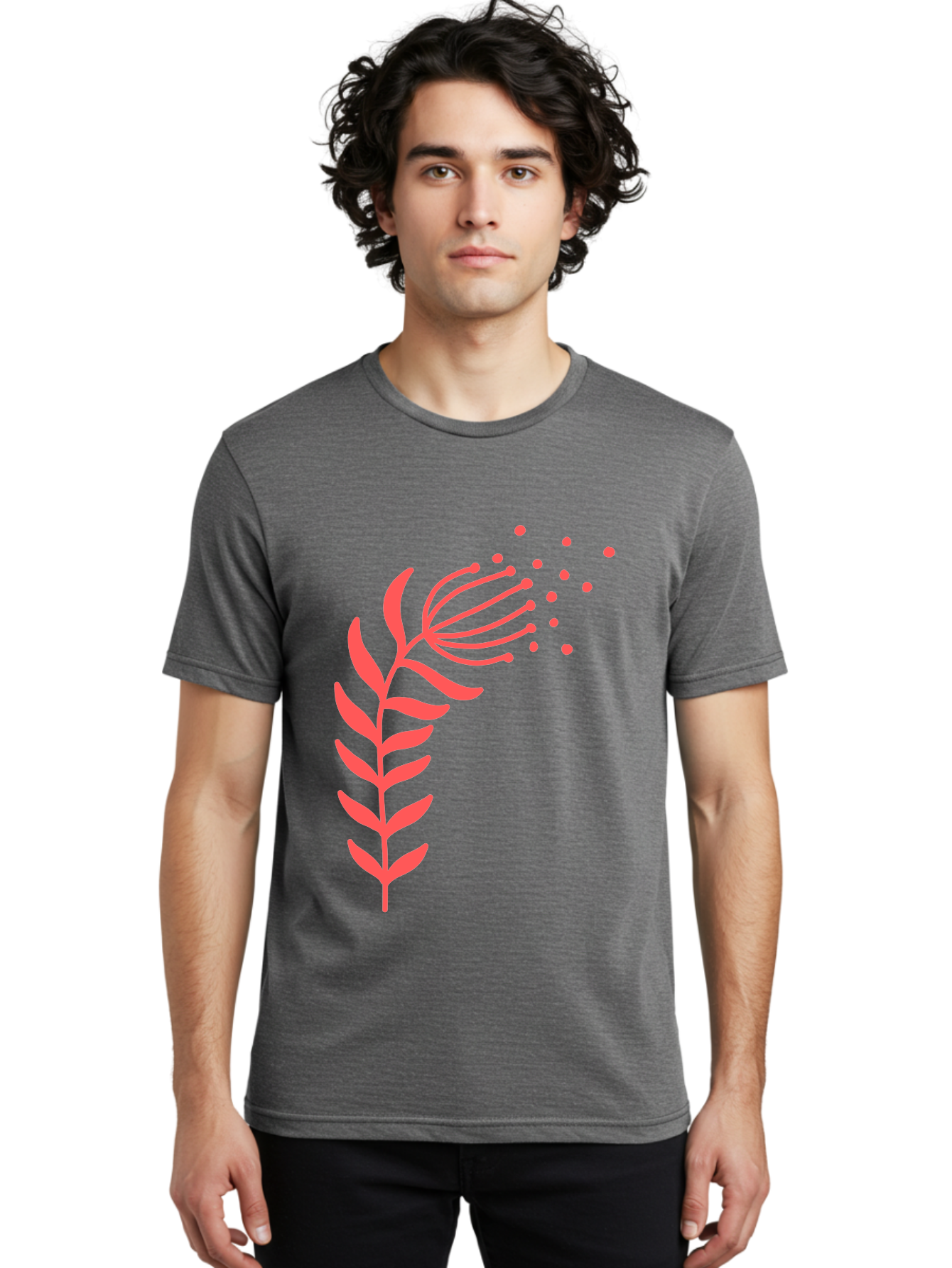 Pink-Cannabis Men'S Graphic Tee, 100% Cotton, Comfortable Casual Summer Wear, Machine Washable, Dandelion Seeds, Blowing In The Wind, Botanical Illustration, Simple Design, Floral Art, Whimsical Feel, Minimalist Art Aab770
