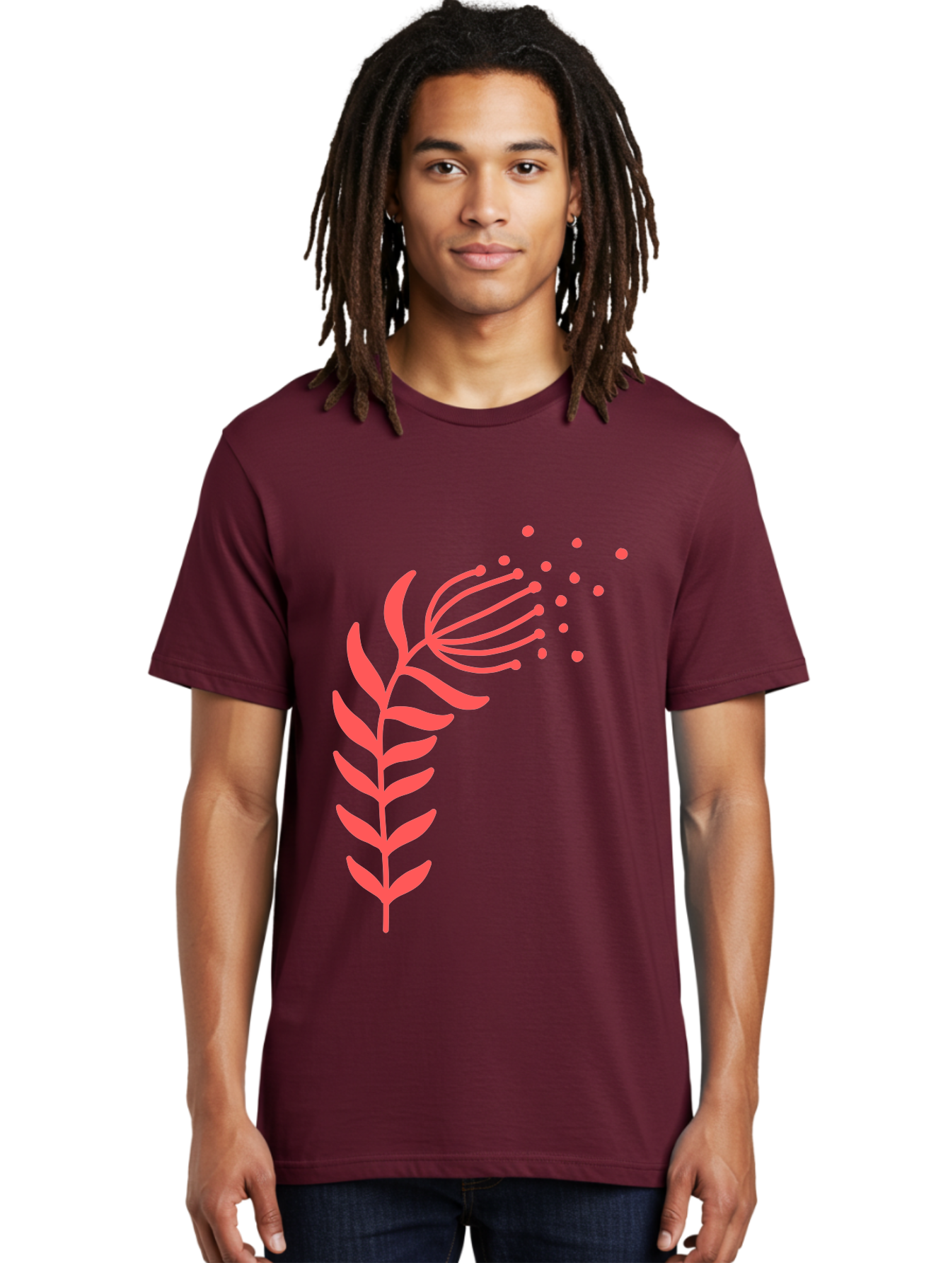 Pink-Cannabis Men'S Graphic Tee, 100% Cotton, Comfortable Casual Summer Wear, Machine Washable, Dandelion Seeds, Blowing In The Wind, Botanical Illustration, Simple Design, Floral Art, Whimsical Feel, Minimalist Art Aab770
