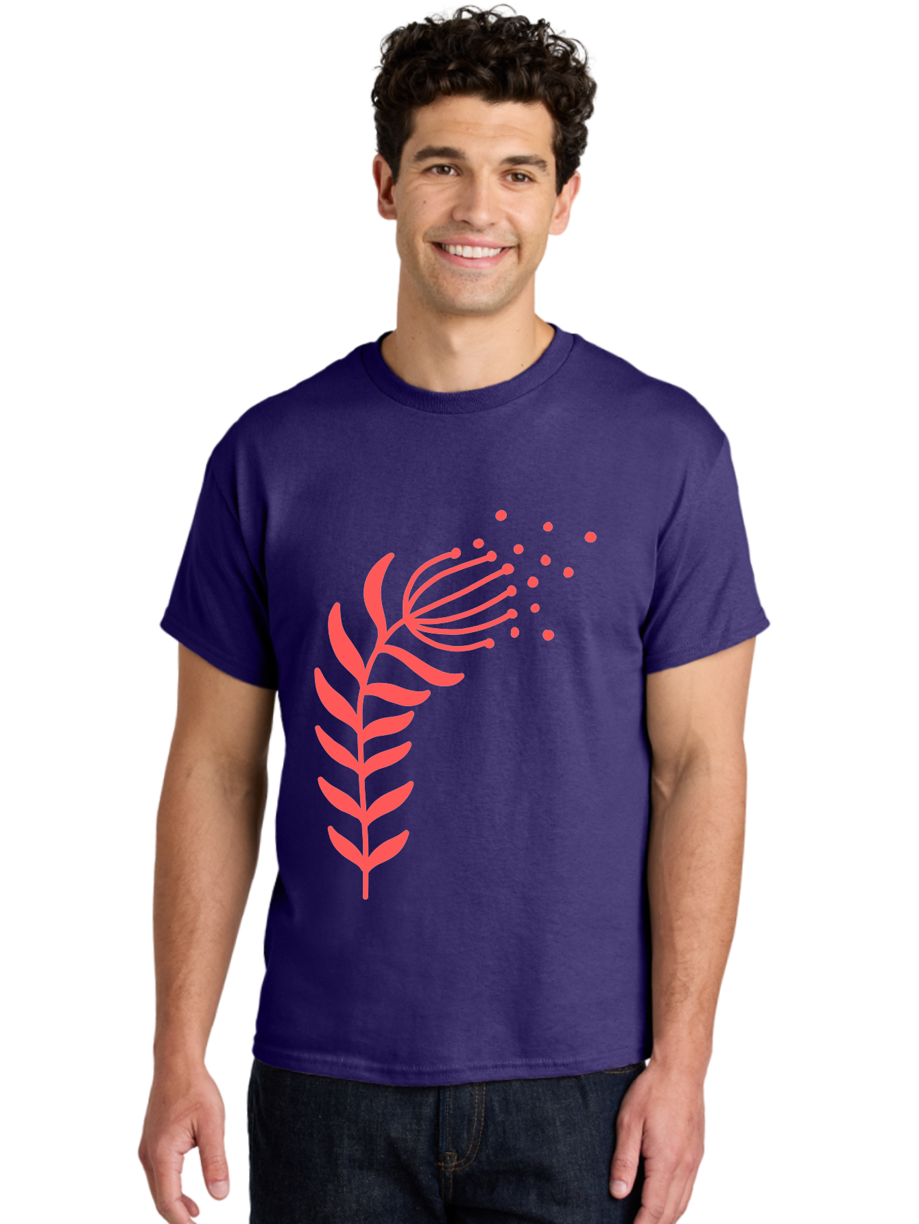 Pink-Cannabis Men'S Graphic Tee, 100% Cotton, Comfortable Casual Summer Wear, Machine Washable, Dandelion Seeds, Blowing In The Wind, Botanical Illustration, Simple Design, Floral Art, Whimsical Feel, Minimalist Art Aab770