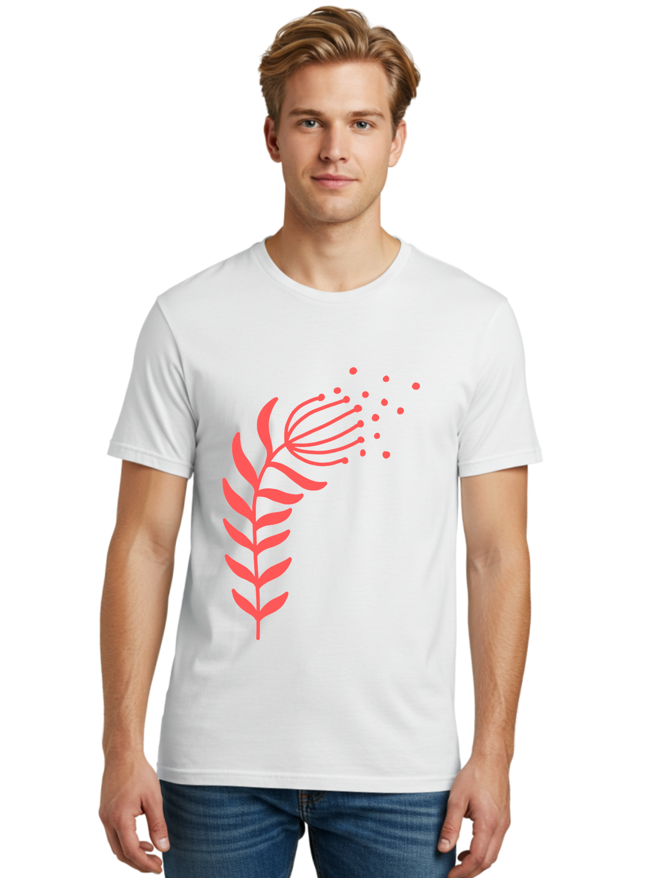 Pink-Cannabis Men'S Graphic Tee, 100% Cotton, Comfortable Casual Summer Wear, Machine Washable, Dandelion Seeds, Blowing In The Wind, Botanical Illustration, Simple Design, Floral Art, Whimsical Feel, Minimalist Art Aab770