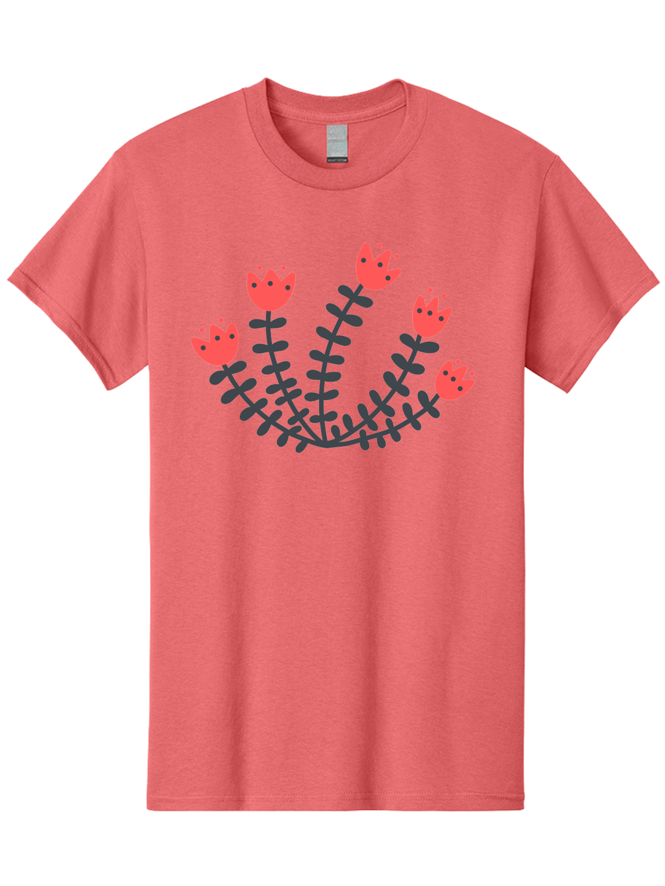 Pink-Flowers Men'S Graphic Tee, 100% Cotton, Comfortable Casual Summer Wear, Machine Washable, Red Flowers, Cartoon Style, Floral Arrangement, Blooming Flowers, Cute Design, Simple Illustration, Vibrant Flowers Aab771