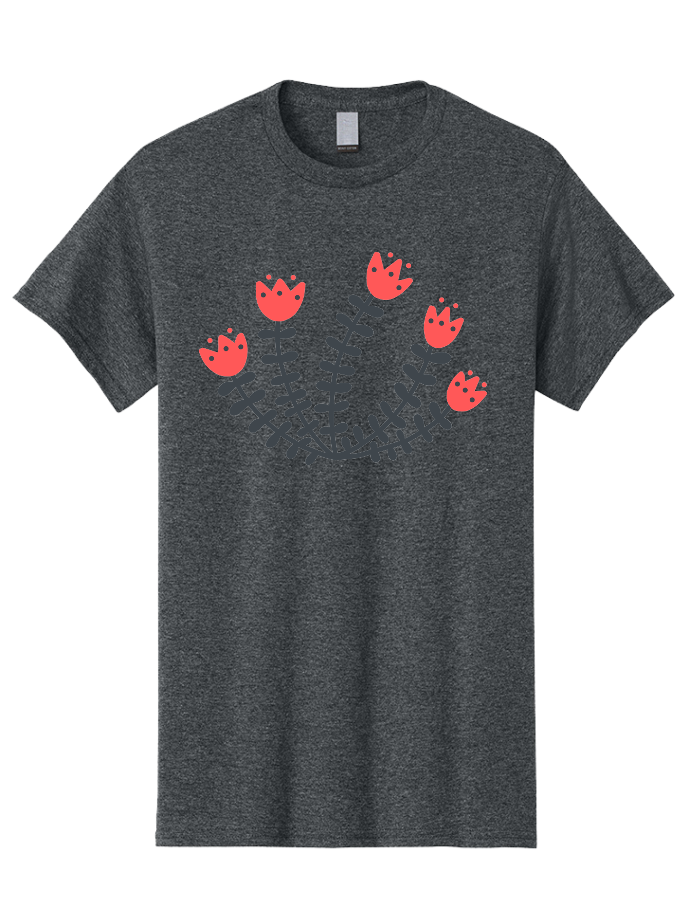 Pink-Flowers Men'S Graphic Tee, 100% Cotton, Comfortable Casual Summer Wear, Machine Washable, Red Flowers, Cartoon Style, Floral Arrangement, Blooming Flowers, Cute Design, Simple Illustration, Vibrant Flowers Aab771