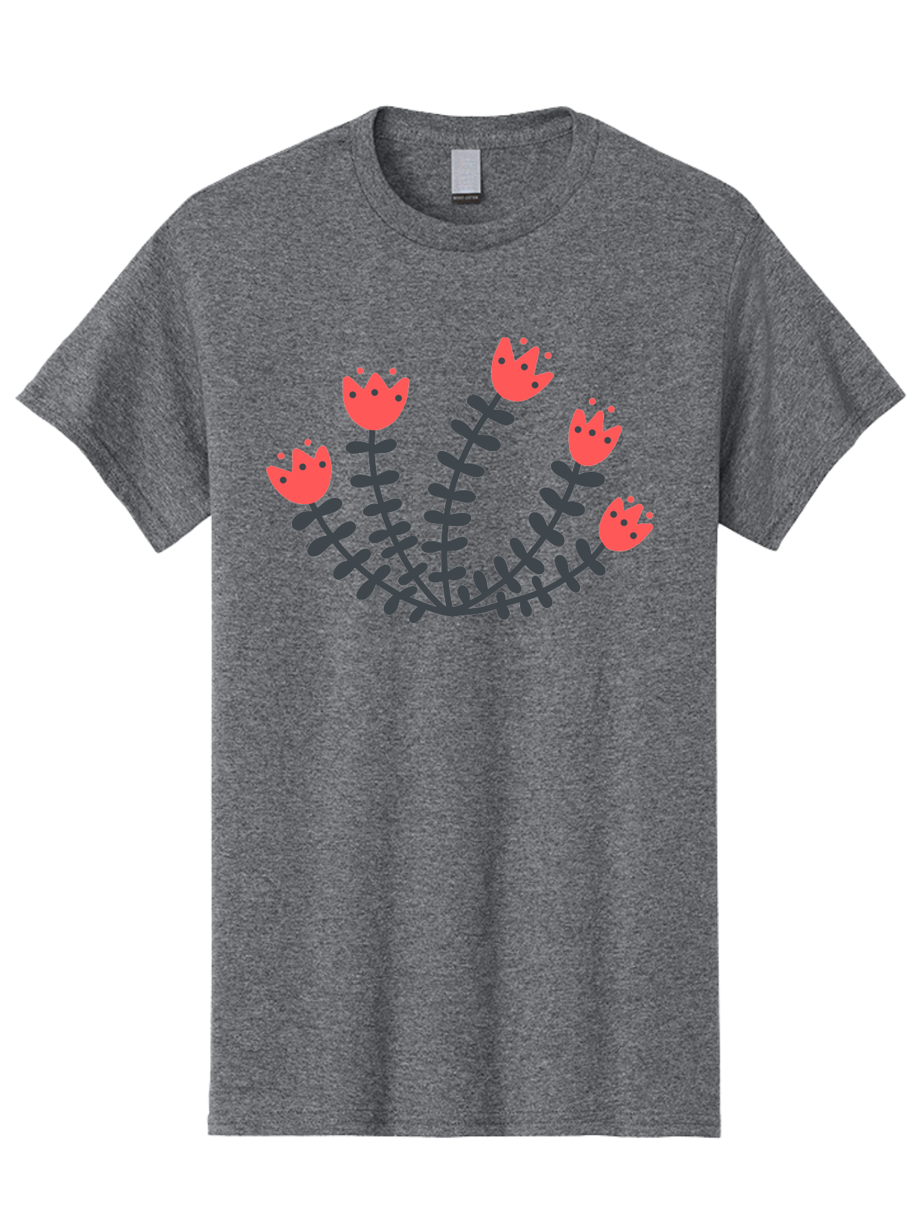 Pink-Flowers Men'S Graphic Tee, 100% Cotton, Comfortable Casual Summer Wear, Machine Washable, Red Flowers, Cartoon Style, Floral Arrangement, Blooming Flowers, Cute Design, Simple Illustration, Vibrant Flowers Aab771