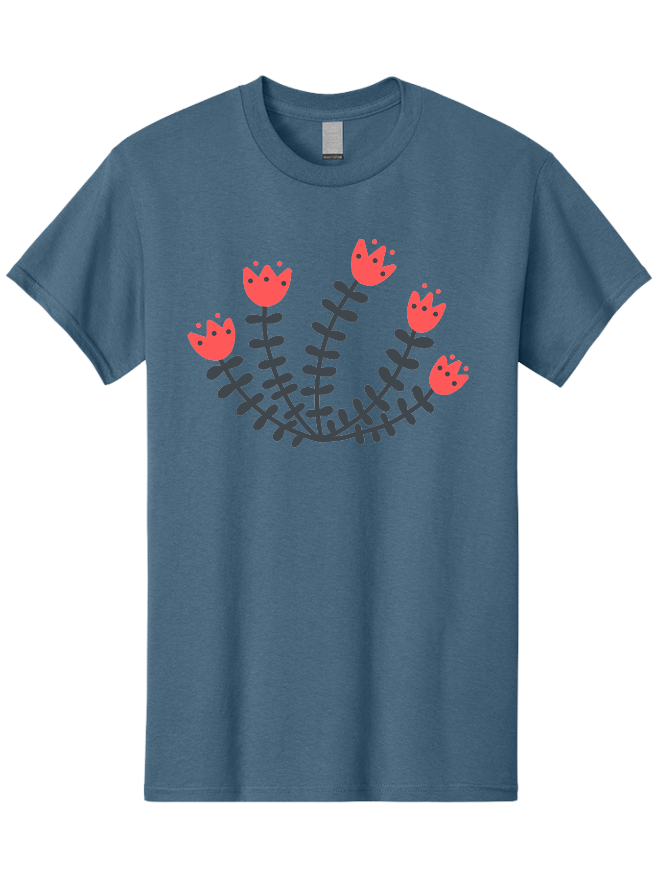 Pink-Flowers Men'S Graphic Tee, 100% Cotton, Comfortable Casual Summer Wear, Machine Washable, Red Flowers, Cartoon Style, Floral Arrangement, Blooming Flowers, Cute Design, Simple Illustration, Vibrant Flowers Aab771