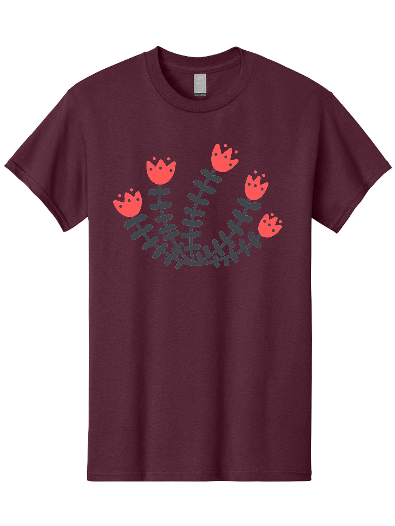 Pink-Flowers Men'S Graphic Tee, 100% Cotton, Comfortable Casual Summer Wear, Machine Washable, Red Flowers, Cartoon Style, Floral Arrangement, Blooming Flowers, Cute Design, Simple Illustration, Vibrant Flowers Aab771