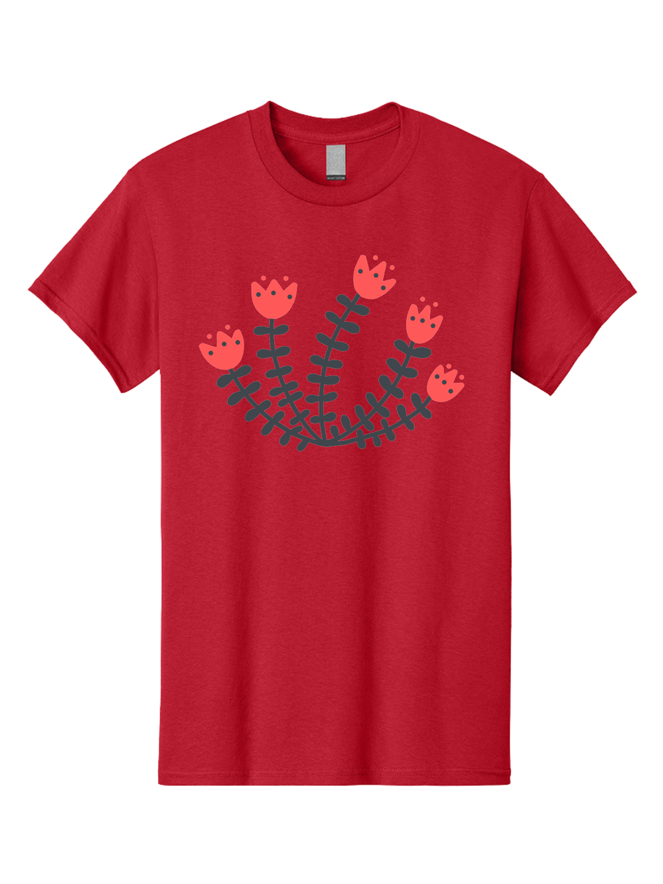 Pink-Flowers Men'S Graphic Tee, 100% Cotton, Comfortable Casual Summer Wear, Machine Washable, Red Flowers, Cartoon Style, Floral Arrangement, Blooming Flowers, Cute Design, Simple Illustration, Vibrant Flowers Aab771
