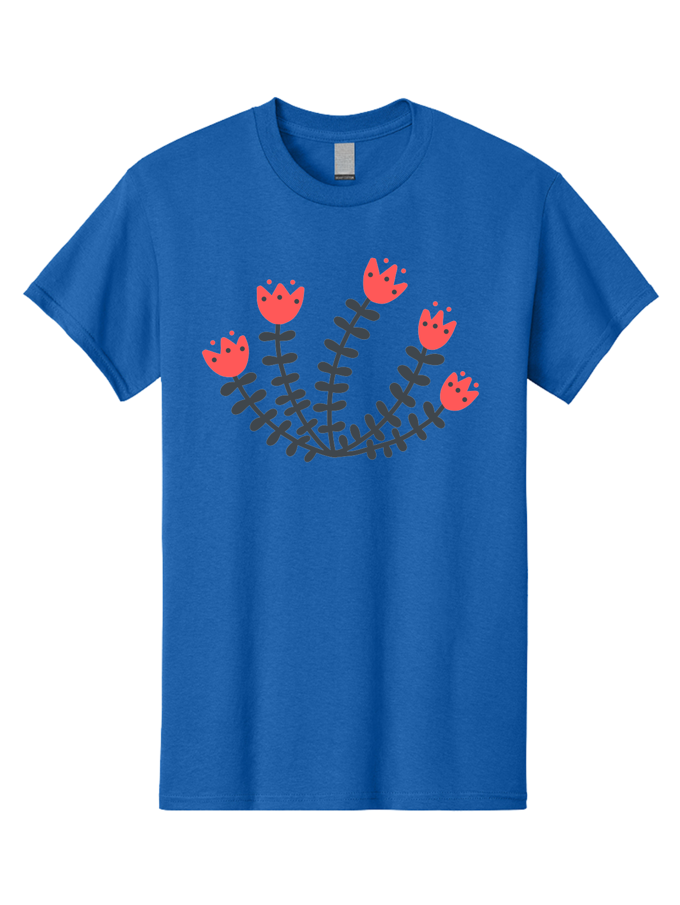 Pink-Flowers Men'S Graphic Tee, 100% Cotton, Comfortable Casual Summer Wear, Machine Washable, Red Flowers, Cartoon Style, Floral Arrangement, Blooming Flowers, Cute Design, Simple Illustration, Vibrant Flowers Aab771