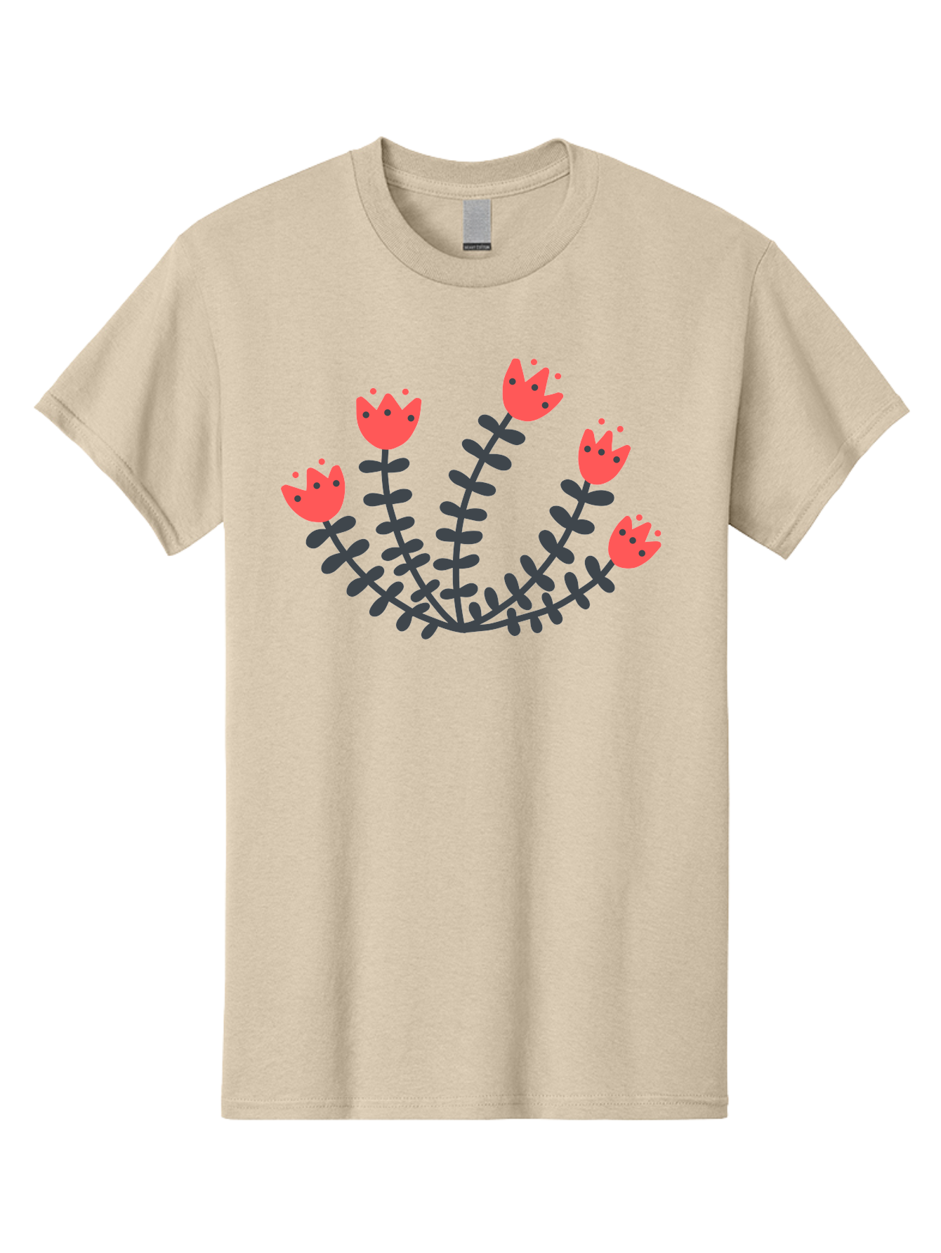 Pink-Flowers Men'S Graphic Tee, 100% Cotton, Comfortable Casual Summer Wear, Machine Washable, Red Flowers, Cartoon Style, Floral Arrangement, Blooming Flowers, Cute Design, Simple Illustration, Vibrant Flowers Aab771