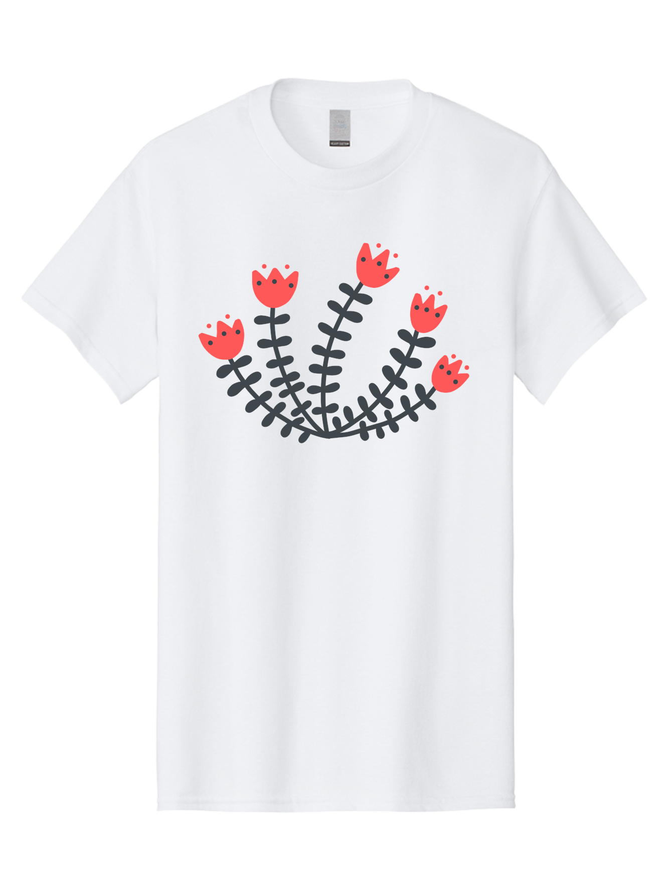 Pink-Flowers Men'S Graphic Tee, 100% Cotton, Comfortable Casual Summer Wear, Machine Washable, Red Flowers, Cartoon Style, Floral Arrangement, Blooming Flowers, Cute Design, Simple Illustration, Vibrant Flowers Aab771