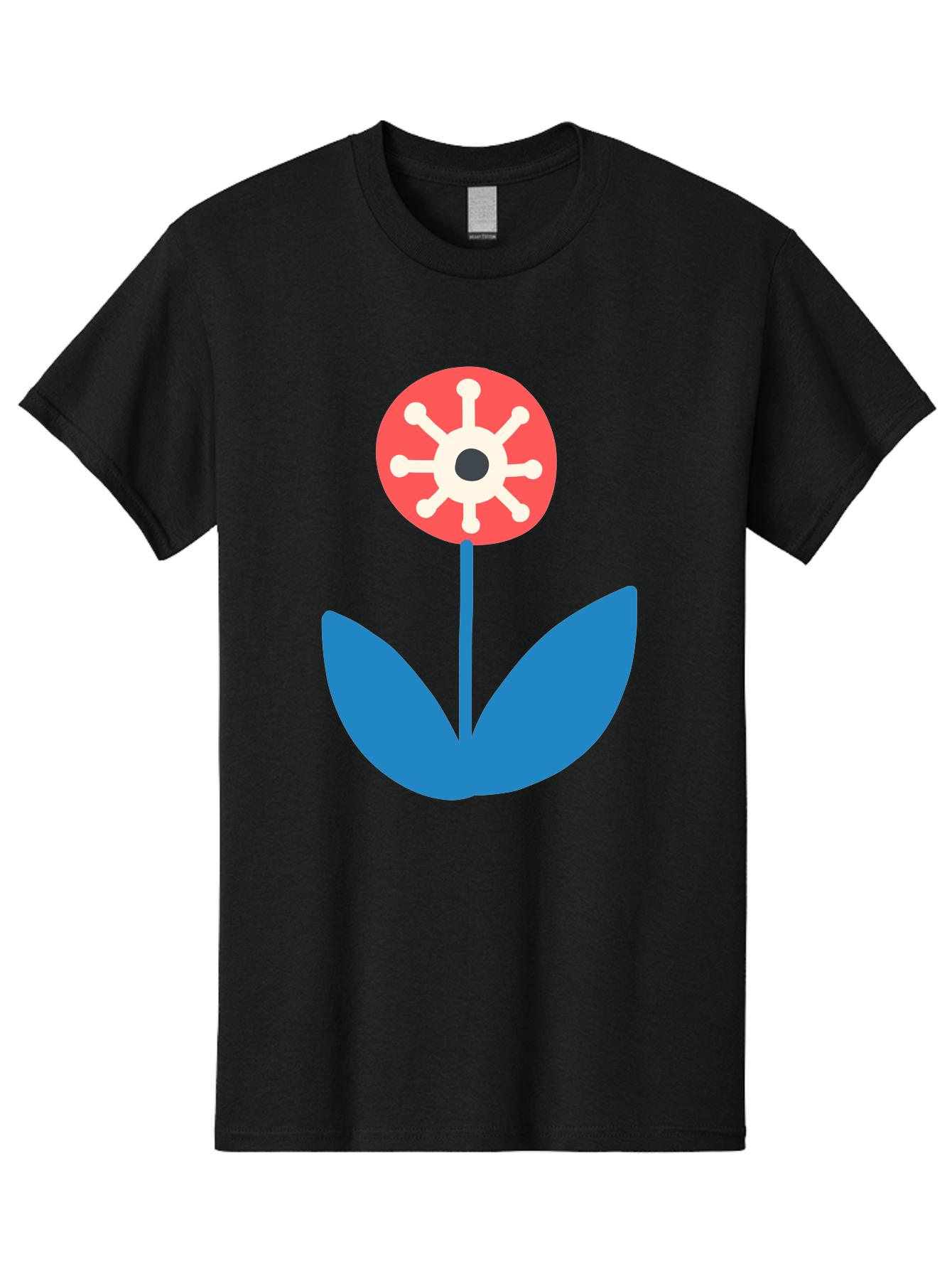 Piranha-Plant Men'S Graphic Tee, 100% Cotton, Comfortable Casual Summer Wear, Machine Washable, Cartoon Flower, Red Bloom, Blue Leaves, White And Black Center, Mushroom Inspired, Video Game Art, Super Mario, Simple Shapes, Bold Colors, Aab773