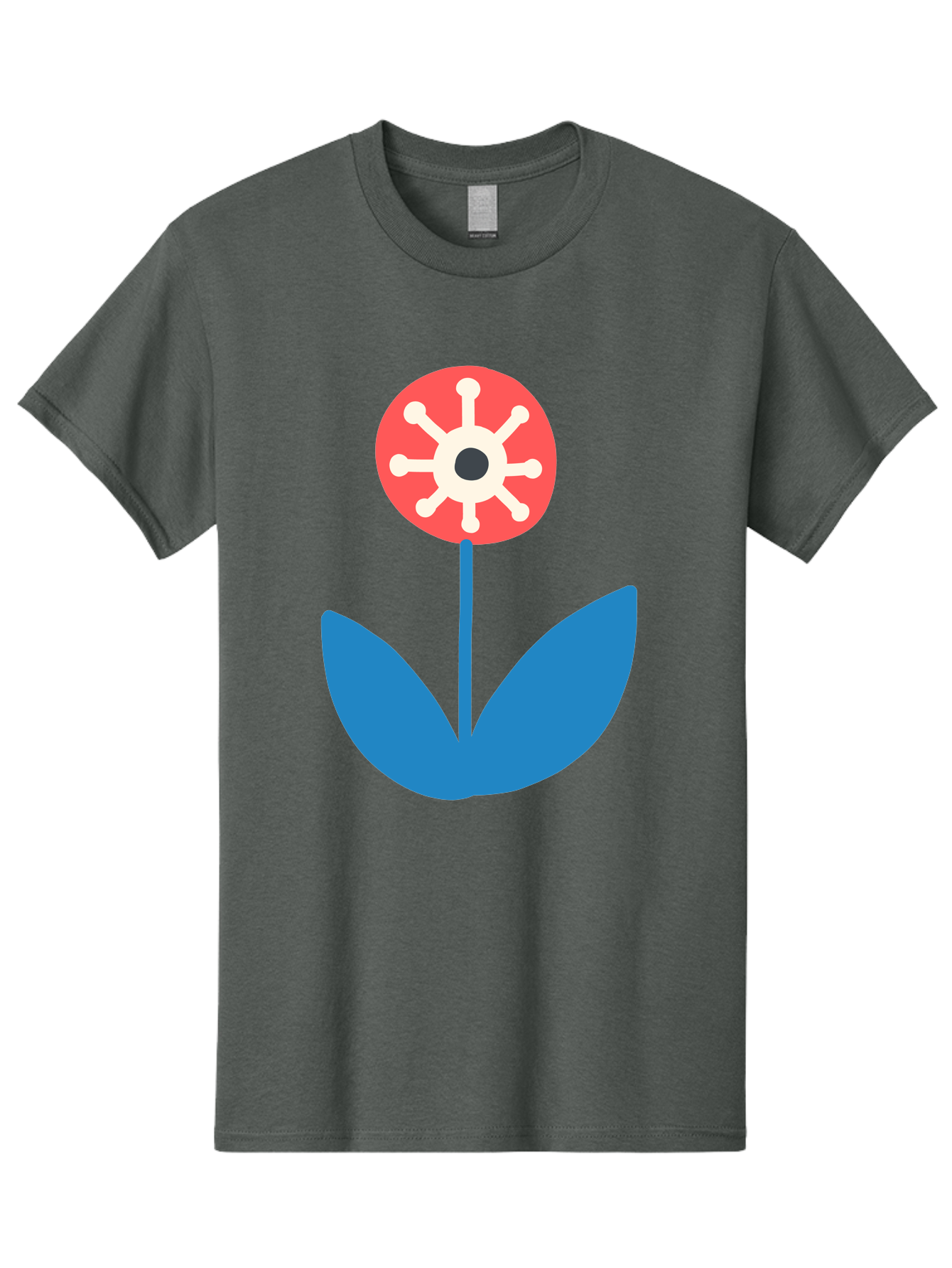 Piranha-Plant Men'S Graphic Tee, 100% Cotton, Comfortable Casual Summer Wear, Machine Washable, Cartoon Flower, Red Bloom, Blue Leaves, White And Black Center, Mushroom Inspired, Video Game Art, Super Mario, Simple Shapes, Bold Colors, Aab773