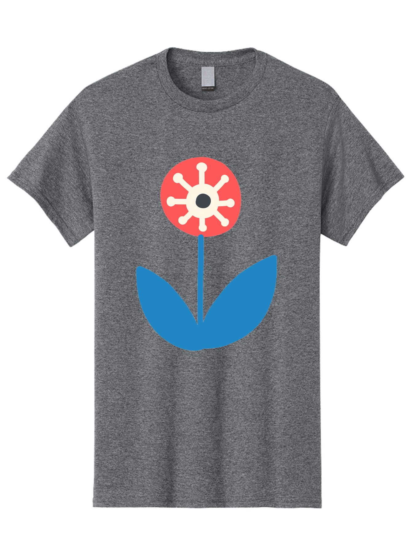 Piranha-Plant Men'S Graphic Tee, 100% Cotton, Comfortable Casual Summer Wear, Machine Washable, Cartoon Flower, Red Bloom, Blue Leaves, White And Black Center, Mushroom Inspired, Video Game Art, Super Mario, Simple Shapes, Bold Colors, Aab773