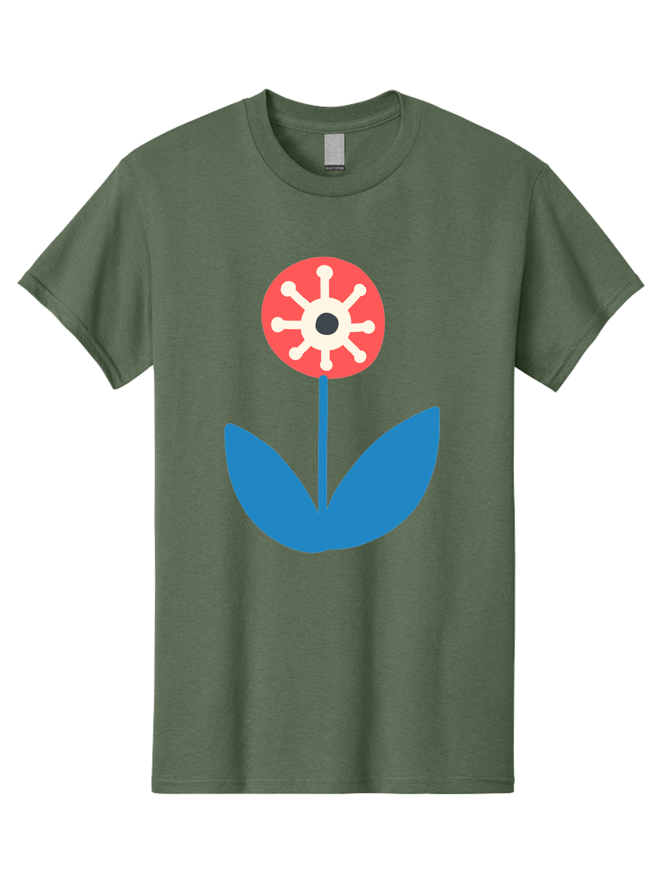 Piranha-Plant Men'S Graphic Tee, 100% Cotton, Comfortable Casual Summer Wear, Machine Washable, Cartoon Flower, Red Bloom, Blue Leaves, White And Black Center, Mushroom Inspired, Video Game Art, Super Mario, Simple Shapes, Bold Colors, Aab773