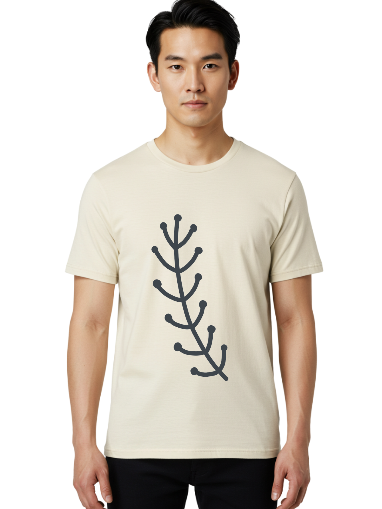 Purple-Branch Men'S Graphic Tee, 100% Cotton, Comfortable Casual Summer Wear, Machine Washable, Purple Twig, Minimalist Design, Simple Illustration, Botanical Art, Abstract Shape, Graphic Element, Digital Drawing, Stylized Branch Aab774