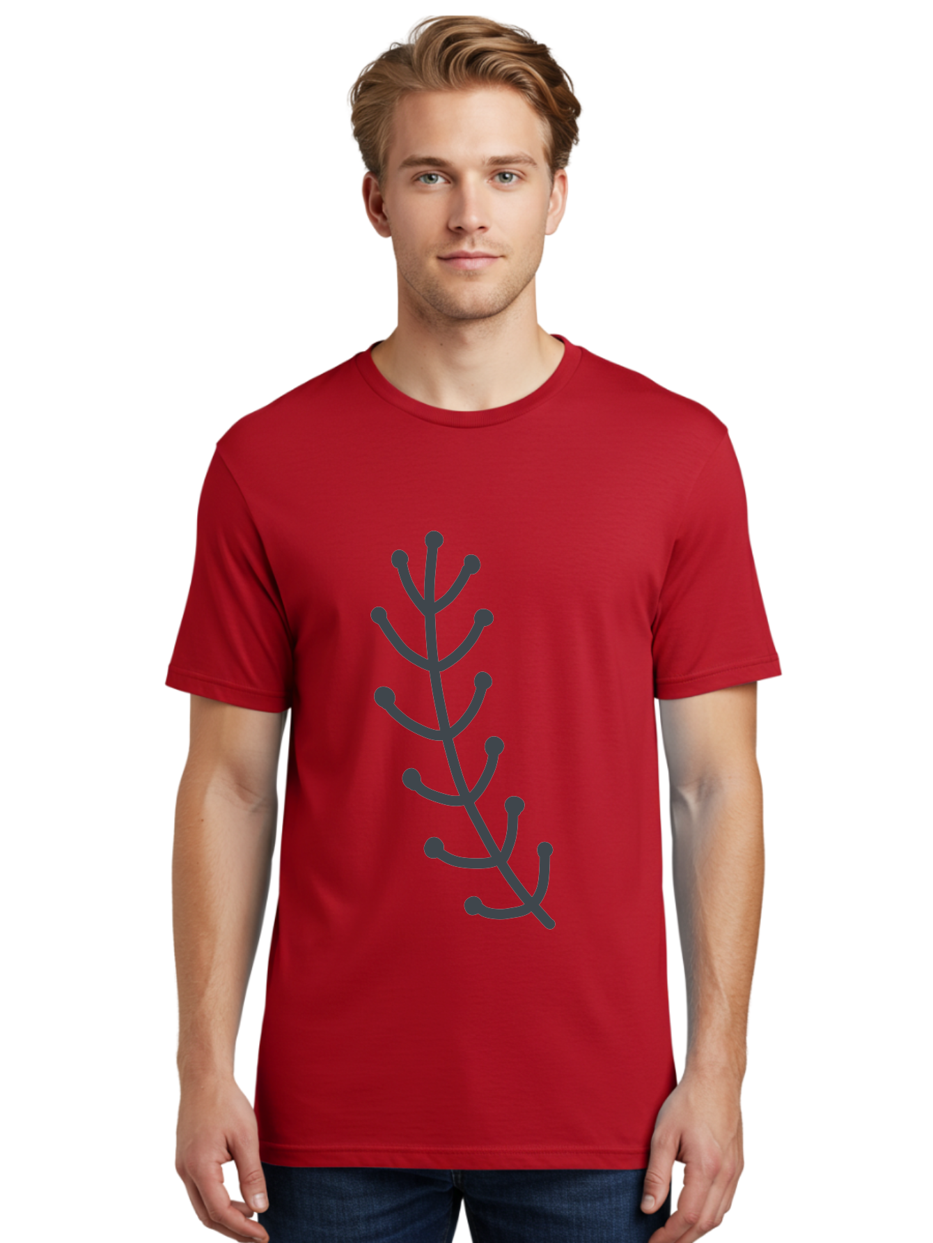 Purple-Branch Men'S Graphic Tee, 100% Cotton, Comfortable Casual Summer Wear, Machine Washable, Purple Twig, Minimalist Design, Simple Illustration, Botanical Art, Abstract Shape, Graphic Element, Digital Drawing, Stylized Branch Aab774