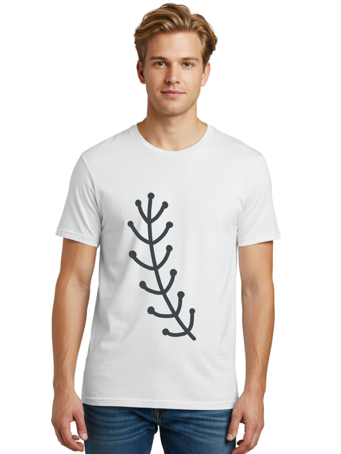 Purple-Branch Men'S Graphic Tee, 100% Cotton, Comfortable Casual Summer Wear, Machine Washable, Purple Twig, Minimalist Design, Simple Illustration, Botanical Art, Abstract Shape, Graphic Element, Digital Drawing, Stylized Branch Aab774