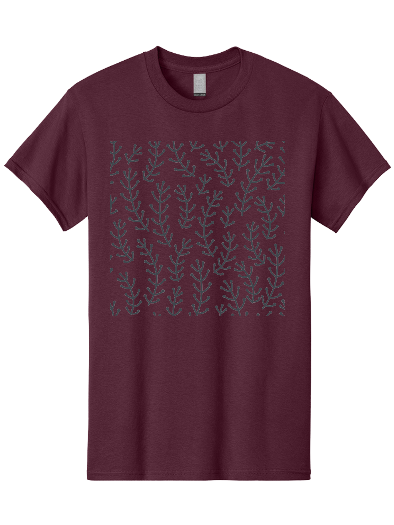 Purple-Branches-Pattern Men'S Graphic Tee, 100% Cotton, Comfortable Casual Summer Wear, Machine Washable, Repeating Pattern, Black Branches, Abstract Design, Floral Motif, Graphic Elements, Minimalist Art, Contemporary Style Aab775