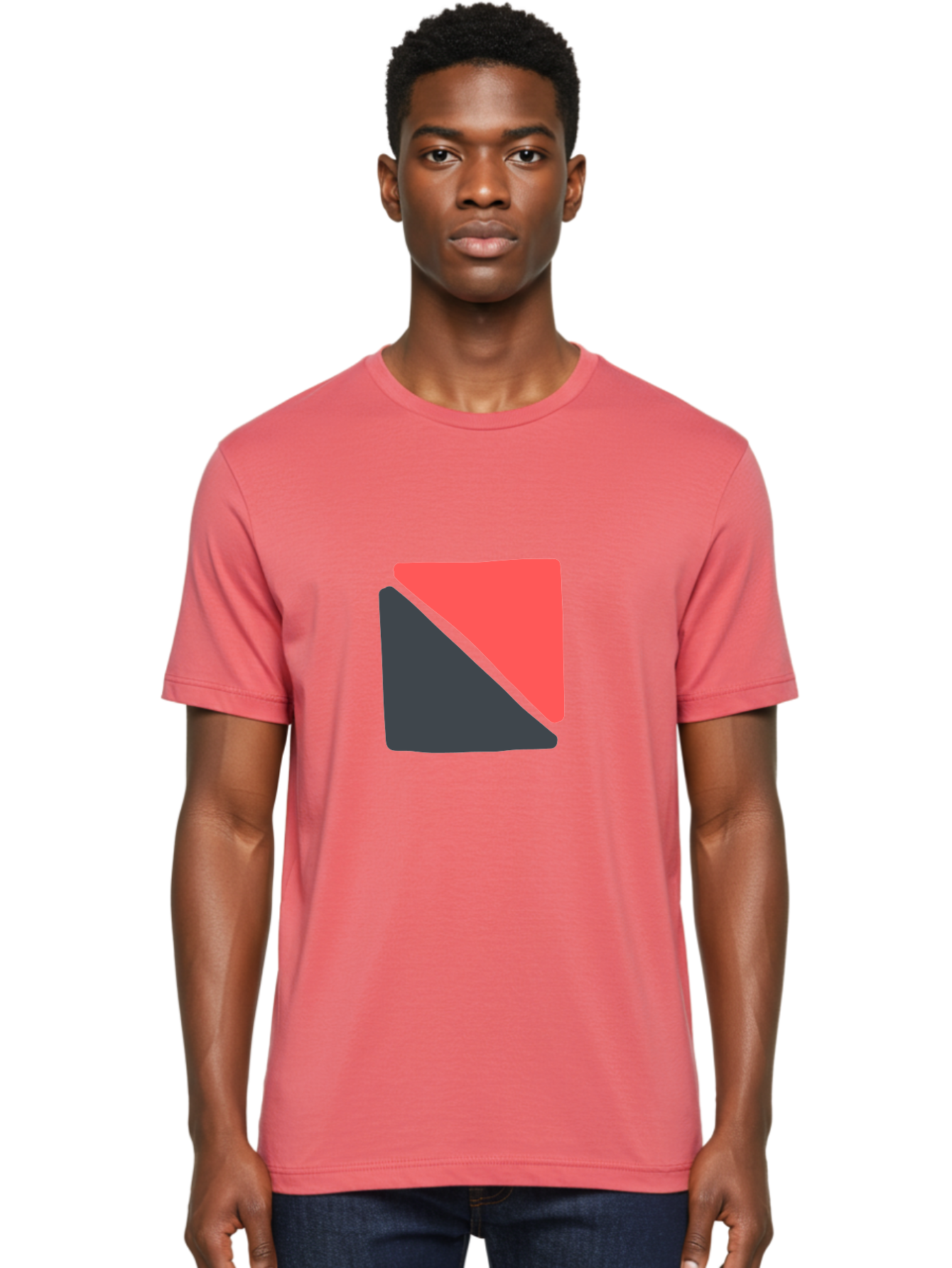 Red-And-Black-Shapes Men'S Graphic Tee, 100% Cotton, Comfortable Casual Summer Wear, Machine Washable, Geometric Shapes, Abstract Design, Red And Black, Modern Art, Minimalist Style, Contrasting Colors, Simple Composition, Digital Art, Aab776