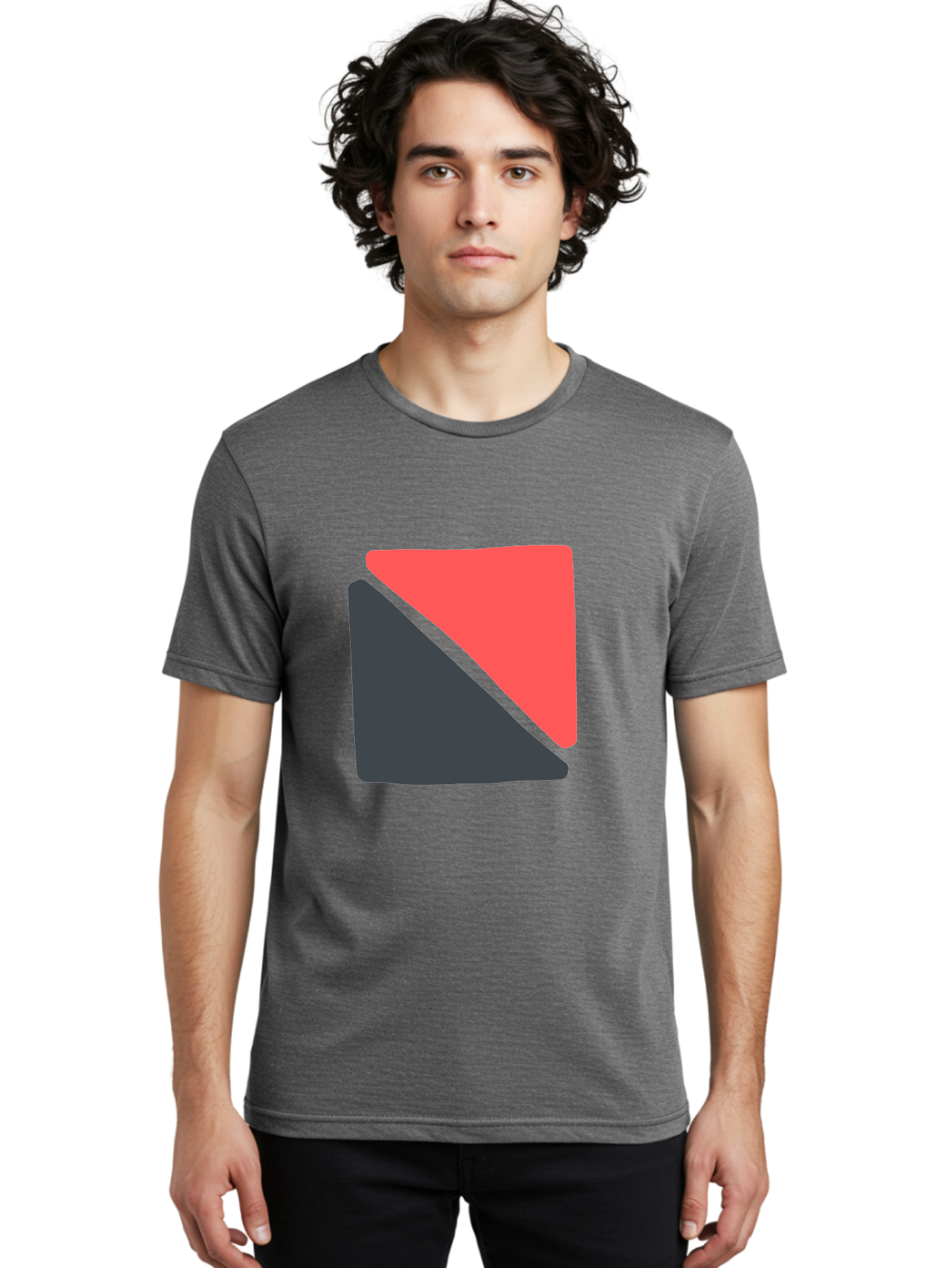 Red-And-Black-Shapes Men'S Graphic Tee, 100% Cotton, Comfortable Casual Summer Wear, Machine Washable, Geometric Shapes, Abstract Design, Red And Black, Modern Art, Minimalist Style, Contrasting Colors, Simple Composition, Digital Art, Aab776