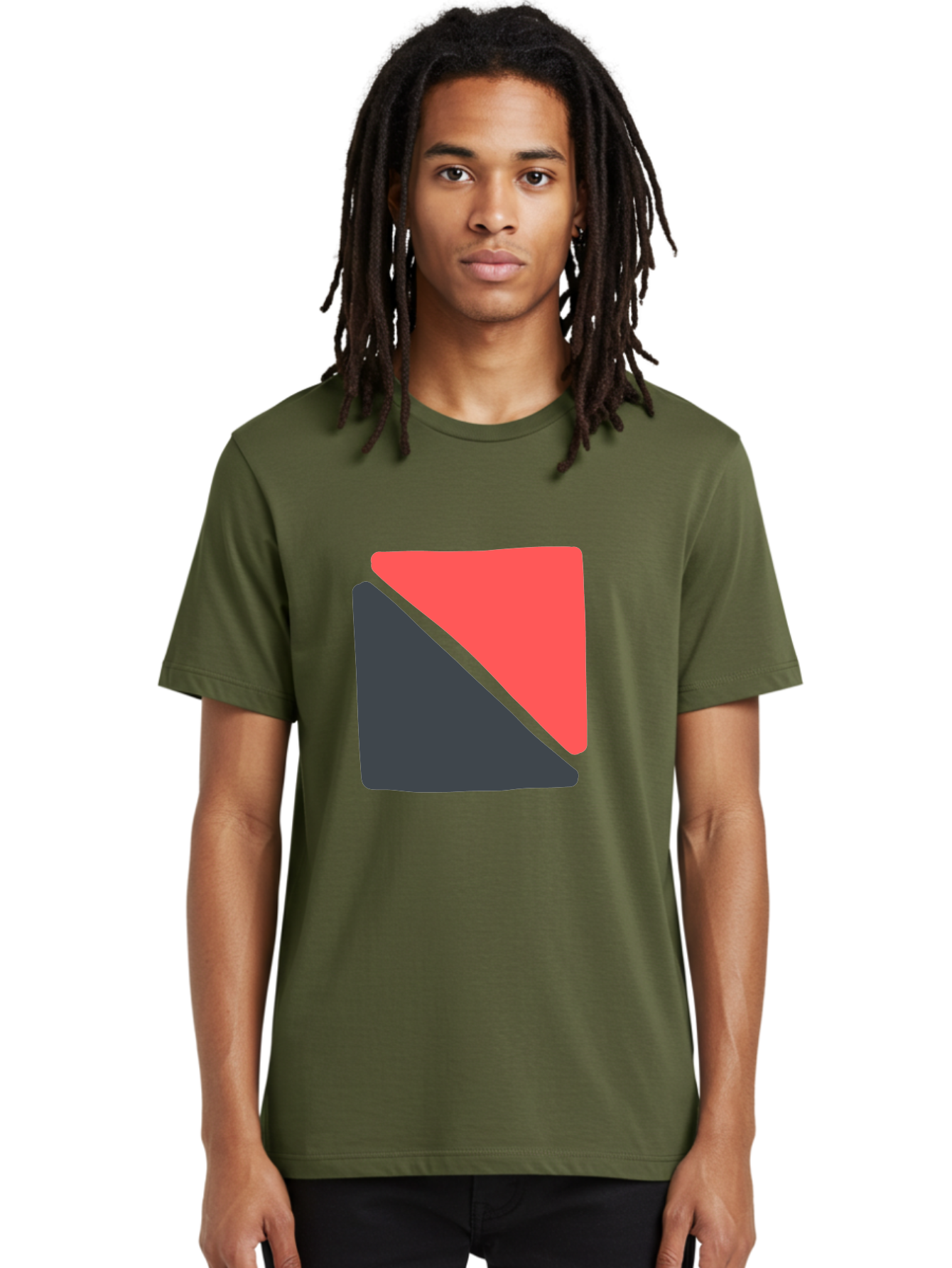 Red-And-Black-Shapes Men'S Graphic Tee, 100% Cotton, Comfortable Casual Summer Wear, Machine Washable, Geometric Shapes, Abstract Design, Red And Black, Modern Art, Minimalist Style, Contrasting Colors, Simple Composition, Digital Art, Aab776