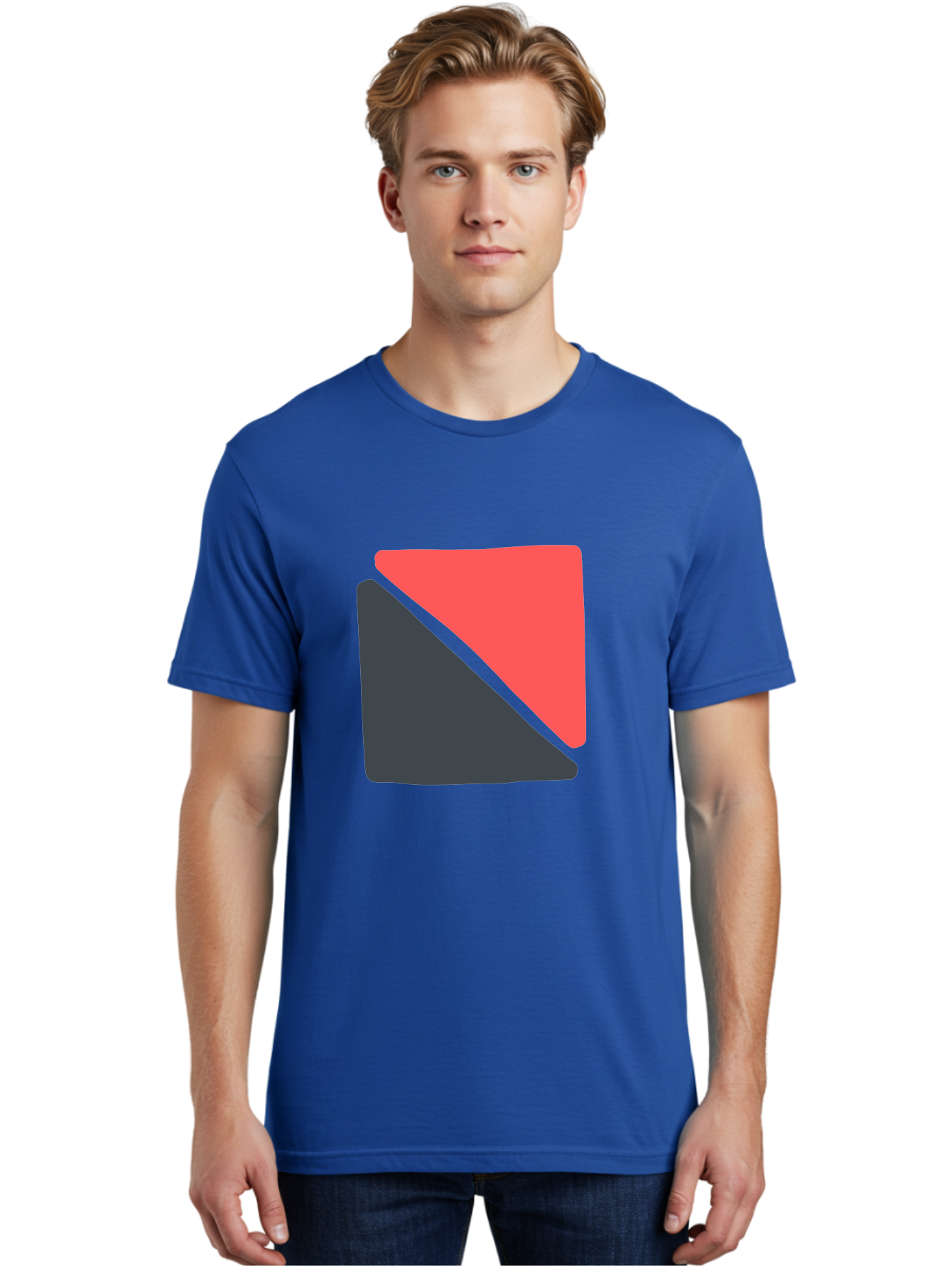 Red-And-Black-Shapes Men'S Graphic Tee, 100% Cotton, Comfortable Casual Summer Wear, Machine Washable, Geometric Shapes, Abstract Design, Red And Black, Modern Art, Minimalist Style, Contrasting Colors, Simple Composition, Digital Art, Aab776