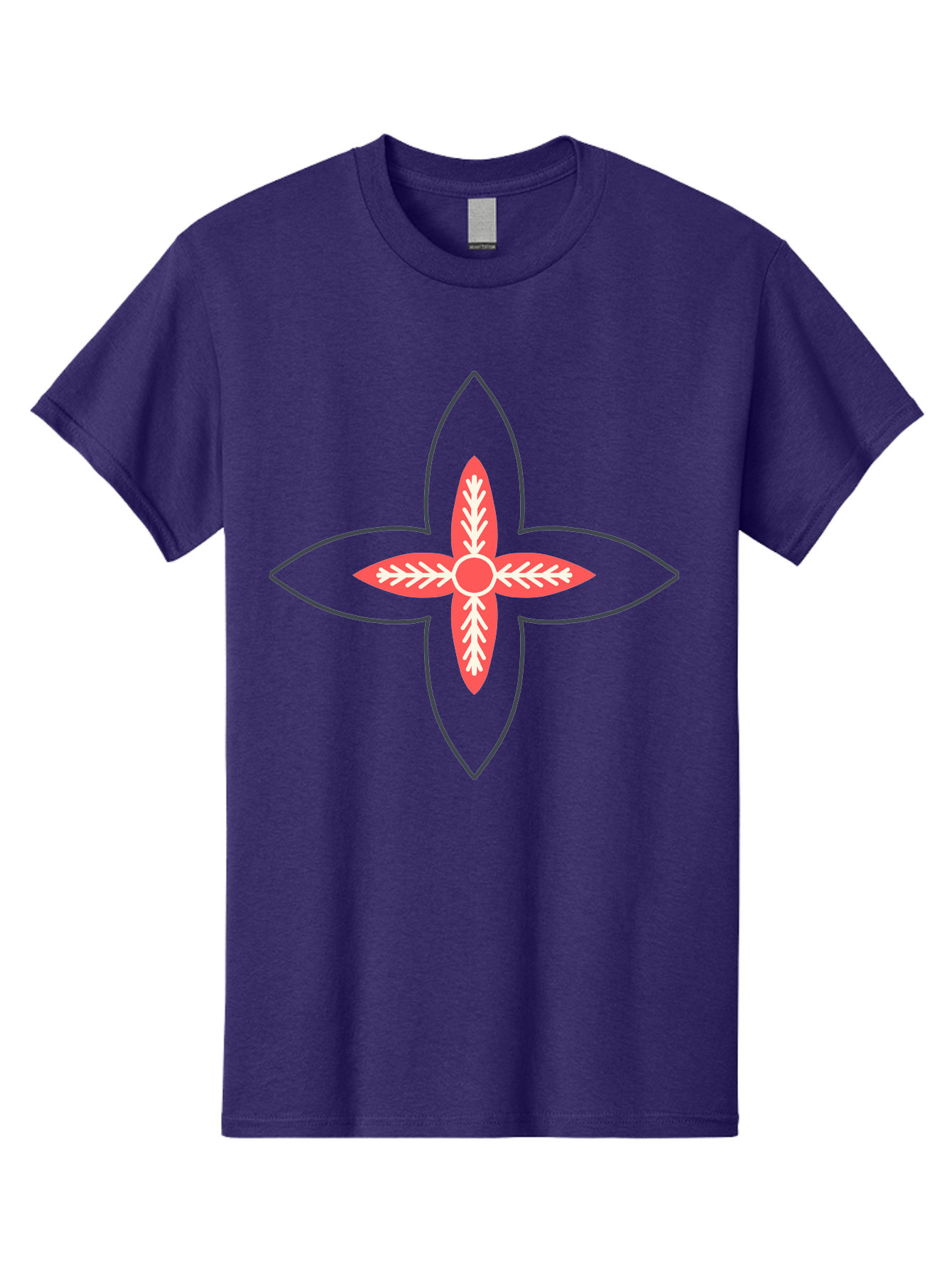 Red-And-White-Floral-Icon Men'S Graphic Tee, 100% Cotton, Comfortable Casual Summer Wear, Machine Washable, Stylized Flower, Floral Emblem, Abstract Design, Red And White Pattern, Symmetrical Shape, Decorative Motif, Geometric Pattern, Aab777