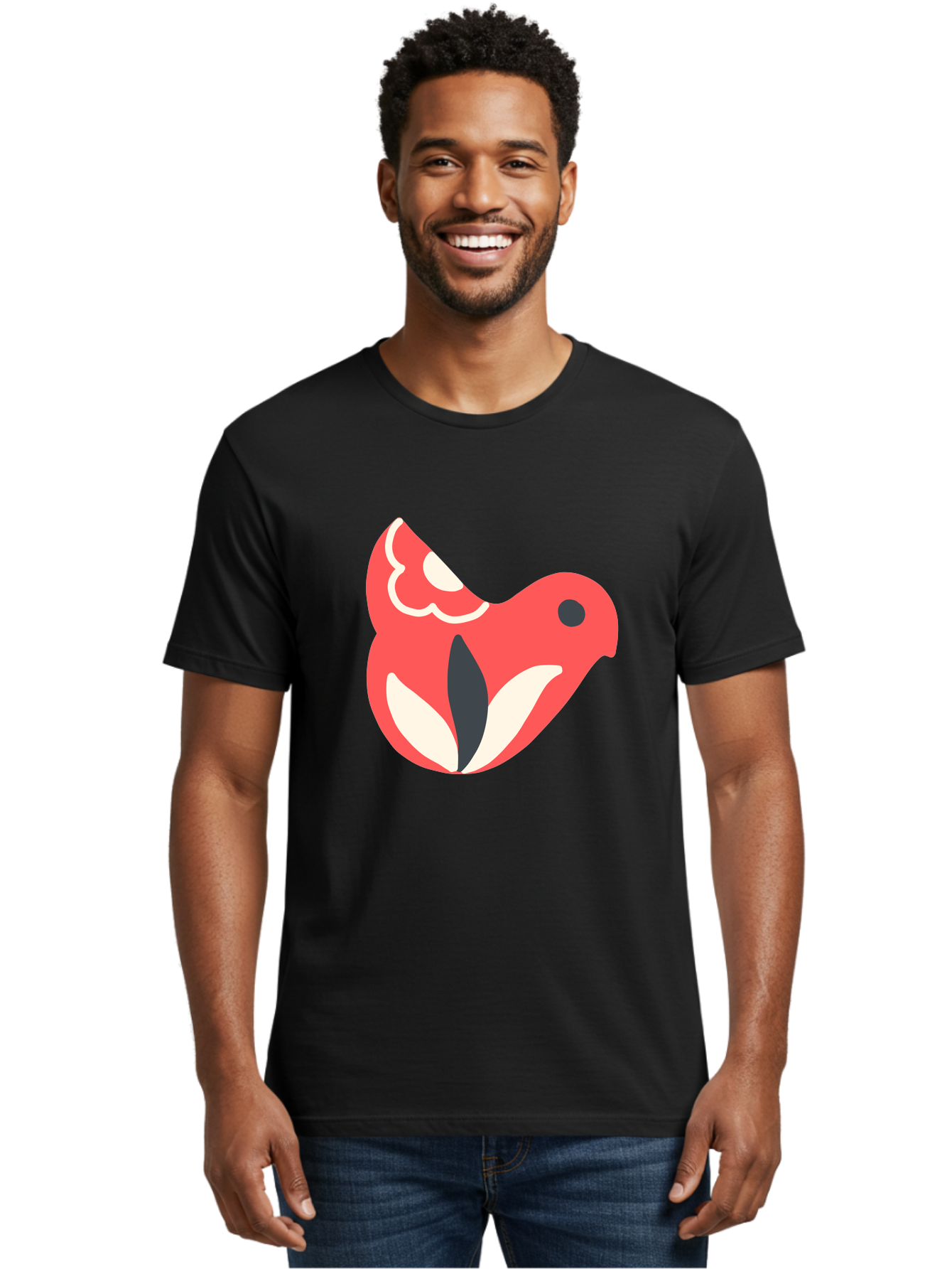 Red-Bird-1 Men'S Graphic Tee, 100% Cotton, Comfortable Casual Summer Wear, Machine Washable, Stylized Bird, Vibrant Red, Minimalist Design, Abstract Bird, Simple Logo, Cartoon Bird, Bird Icon, Modern Bird Graphic, Simple Bird Illustration, Aab778