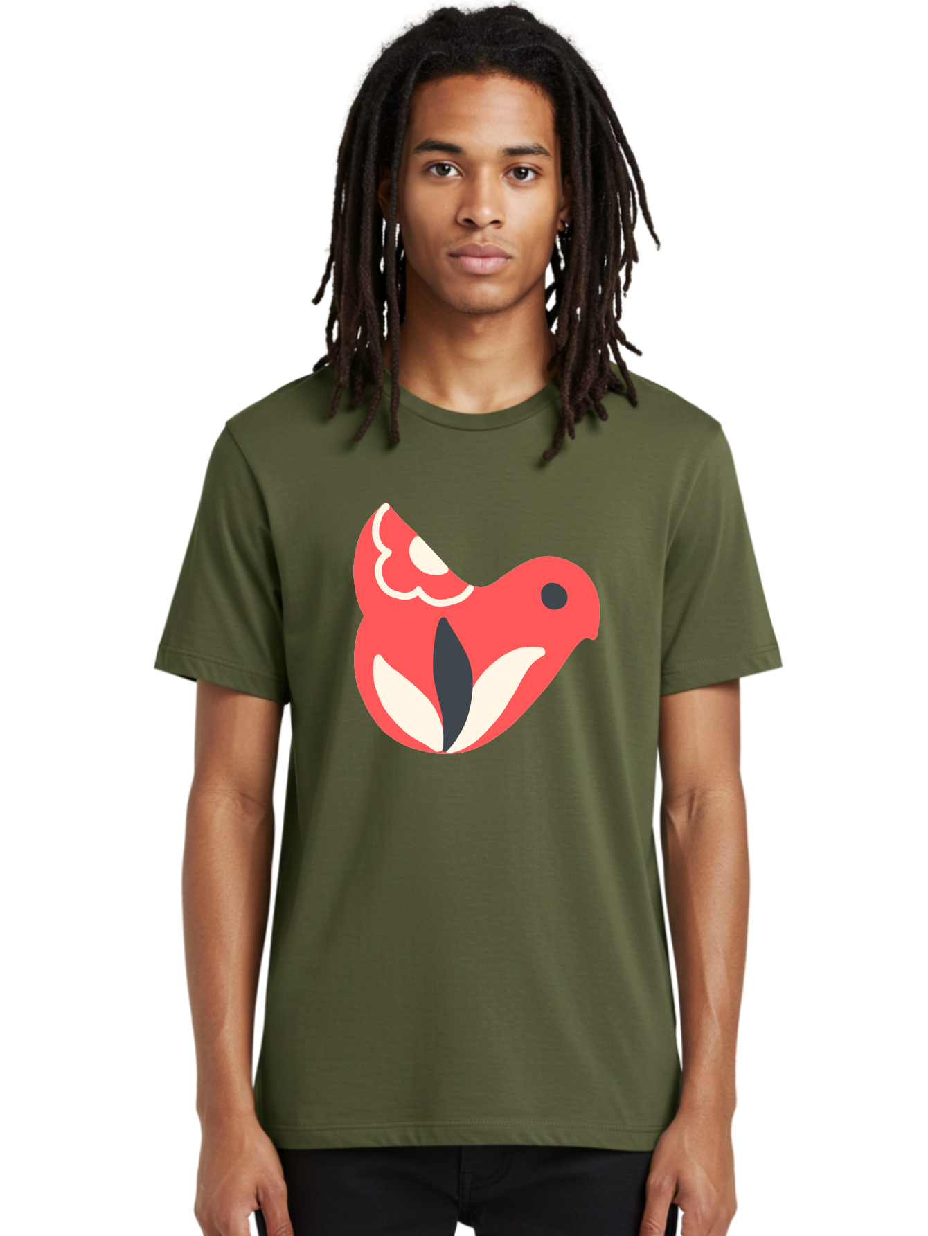 Red-Bird-1 Men'S Graphic Tee, 100% Cotton, Comfortable Casual Summer Wear, Machine Washable, Stylized Bird, Vibrant Red, Minimalist Design, Abstract Bird, Simple Logo, Cartoon Bird, Bird Icon, Modern Bird Graphic, Simple Bird Illustration, Aab778