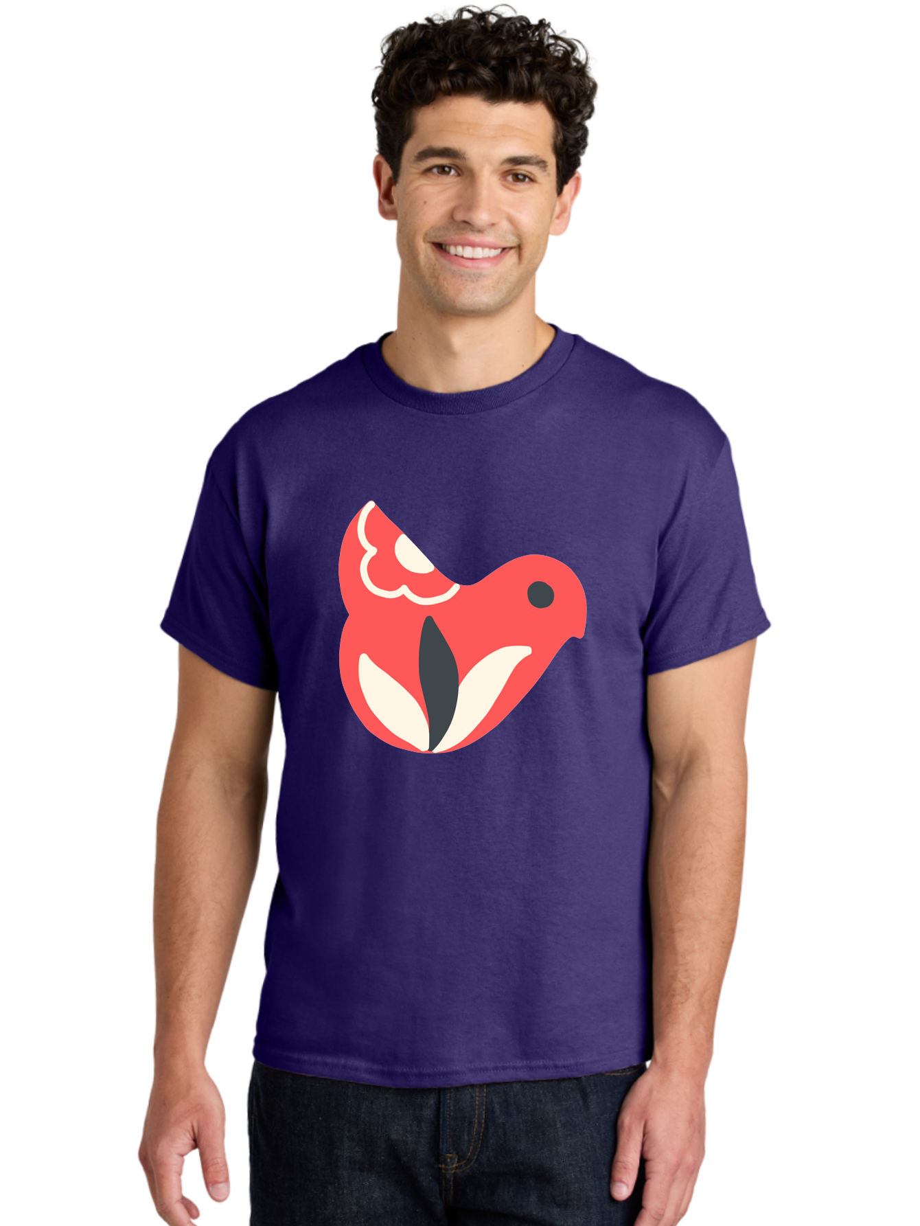 Red-Bird-1 Men'S Graphic Tee, 100% Cotton, Comfortable Casual Summer Wear, Machine Washable, Stylized Bird, Vibrant Red, Minimalist Design, Abstract Bird, Simple Logo, Cartoon Bird, Bird Icon, Modern Bird Graphic, Simple Bird Illustration, Aab778