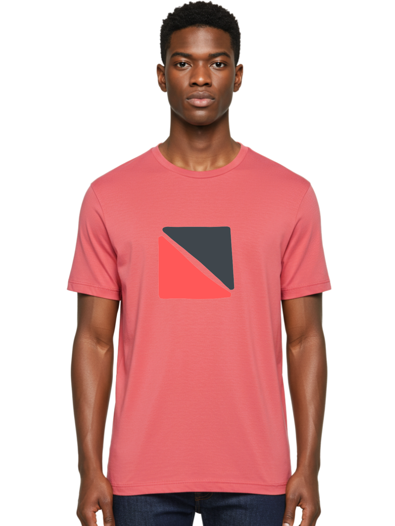 Red-Black-Square Men'S Graphic Tee, 100% Cotton, Comfortable Casual Summer Wear, Machine Washable, Abstract Geometric Shape, Red And Black Trapezoid, Modern Design Elements, Graphic Design Inspiration, Bold Color Combination, Minimalist Art Aab780