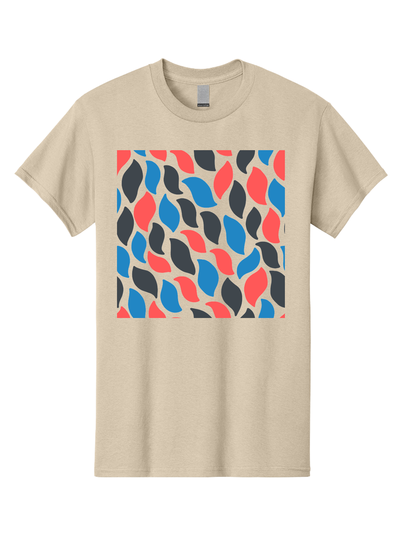 Red-Blue-Black-Leaves Men'S Graphic Tee, 100% Cotton, Comfortable Casual Summer Wear, Machine Washable, Colorful Leaf Pattern, Abstract Design, Red Blue Black Leaves, Vibrant Colors, Modern Art, Leaf Motif, Graphic Design, Creative Pattern, Aab781