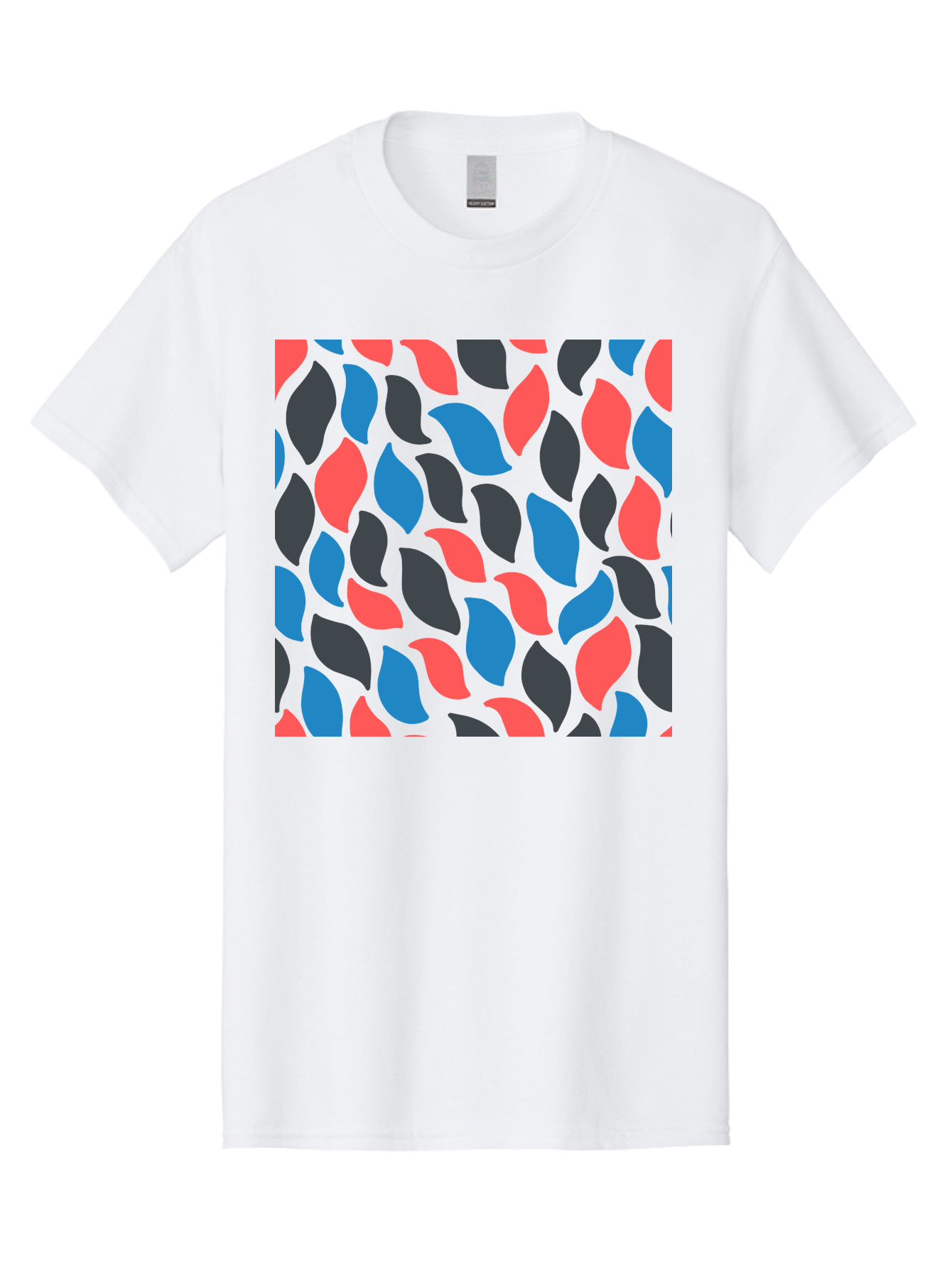 Red-Blue-Black-Leaves Men'S Graphic Tee, 100% Cotton, Comfortable Casual Summer Wear, Machine Washable, Colorful Leaf Pattern, Abstract Design, Red Blue Black Leaves, Vibrant Colors, Modern Art, Leaf Motif, Graphic Design, Creative Pattern, Aab781