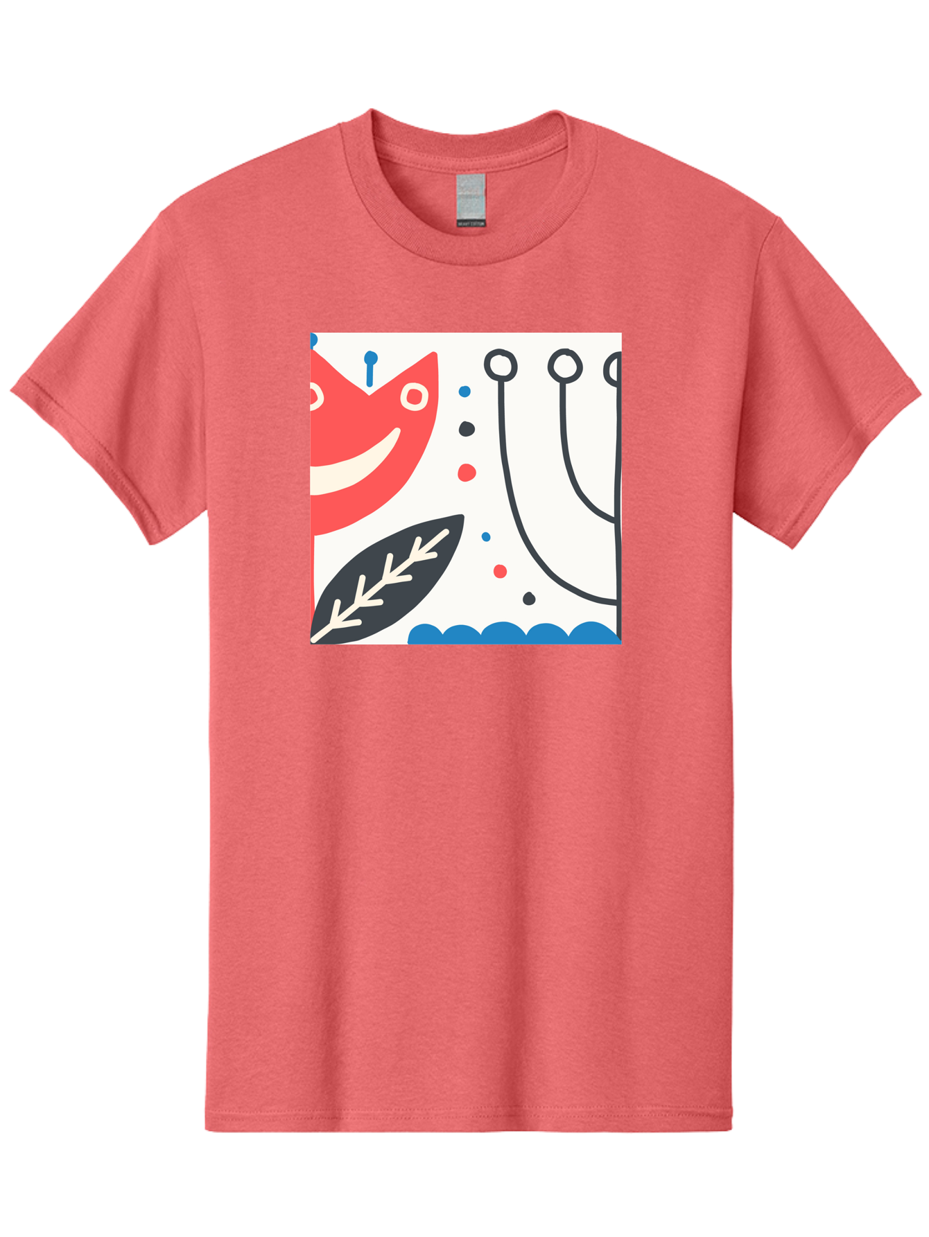 Red-Fox Men'S Graphic Tee, 100% Cotton, Comfortable Casual Summer Wear, Machine Washable, Red Fox Character, Abstract Art, Whimsical Design, Minimalist Style, Playful Illustration, Cute Cartoon, Modern Graphic, Digital Artwork, Funny Animal, Aab786