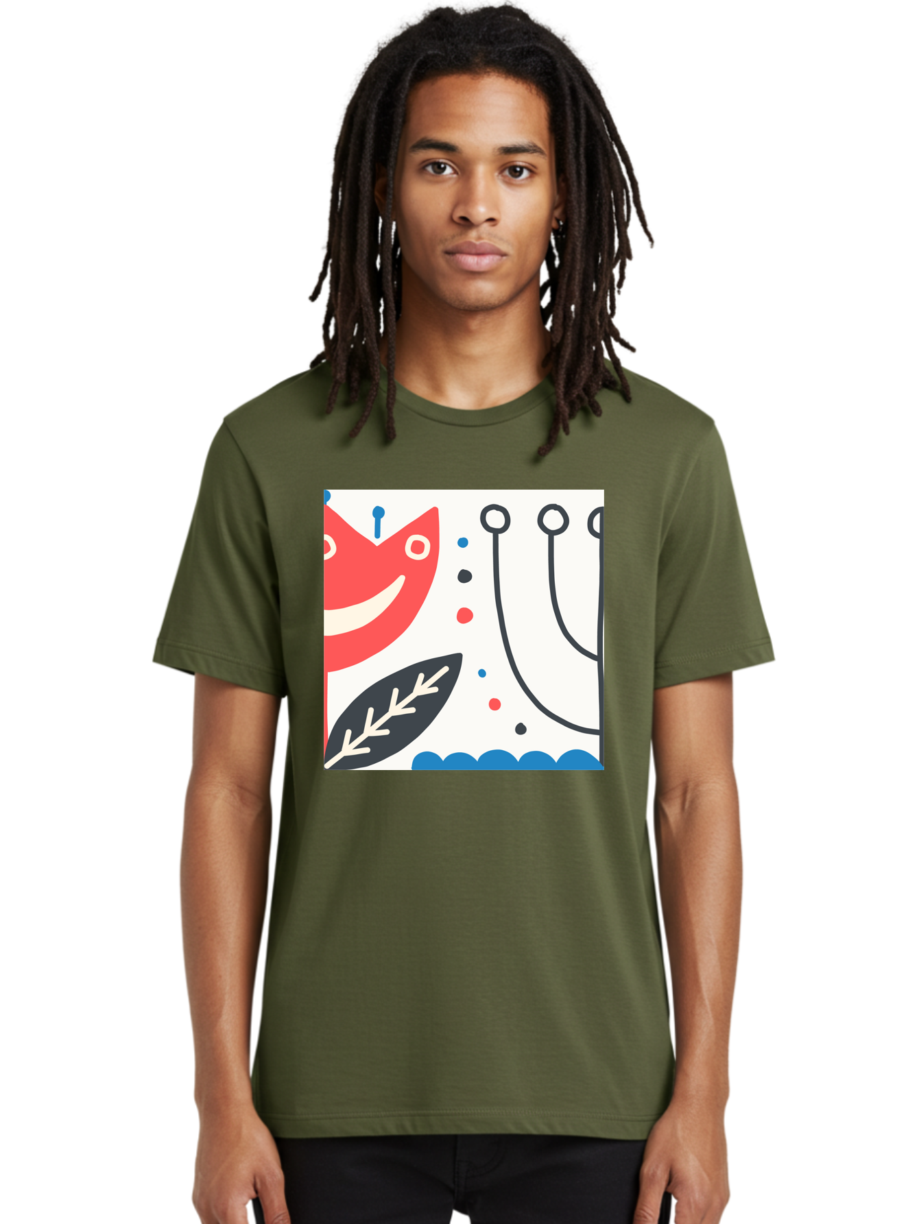Red-Fox Men'S Graphic Tee, 100% Cotton, Comfortable Casual Summer Wear, Machine Washable, Red Fox Character, Abstract Art, Whimsical Design, Minimalist Style, Playful Illustration, Cute Cartoon, Modern Graphic, Digital Artwork, Funny Animal, Aab786