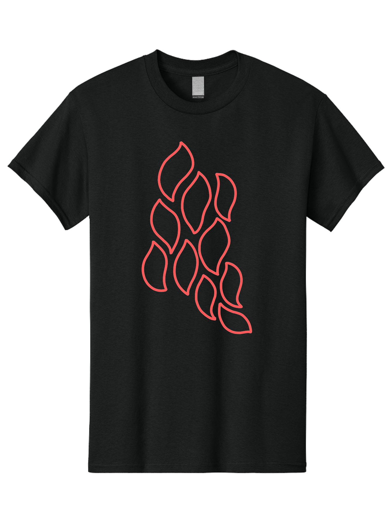 Red-Grapes Men'S Graphic Tee, 100% Cotton, Comfortable Casual Summer Wear, Machine Washable, Pink Leaves, Leafy Branch, Minimalist Design, Simple Shapes, Floral Element, Whimsical Art, Digital Illustration, Modern Graphics Aab787