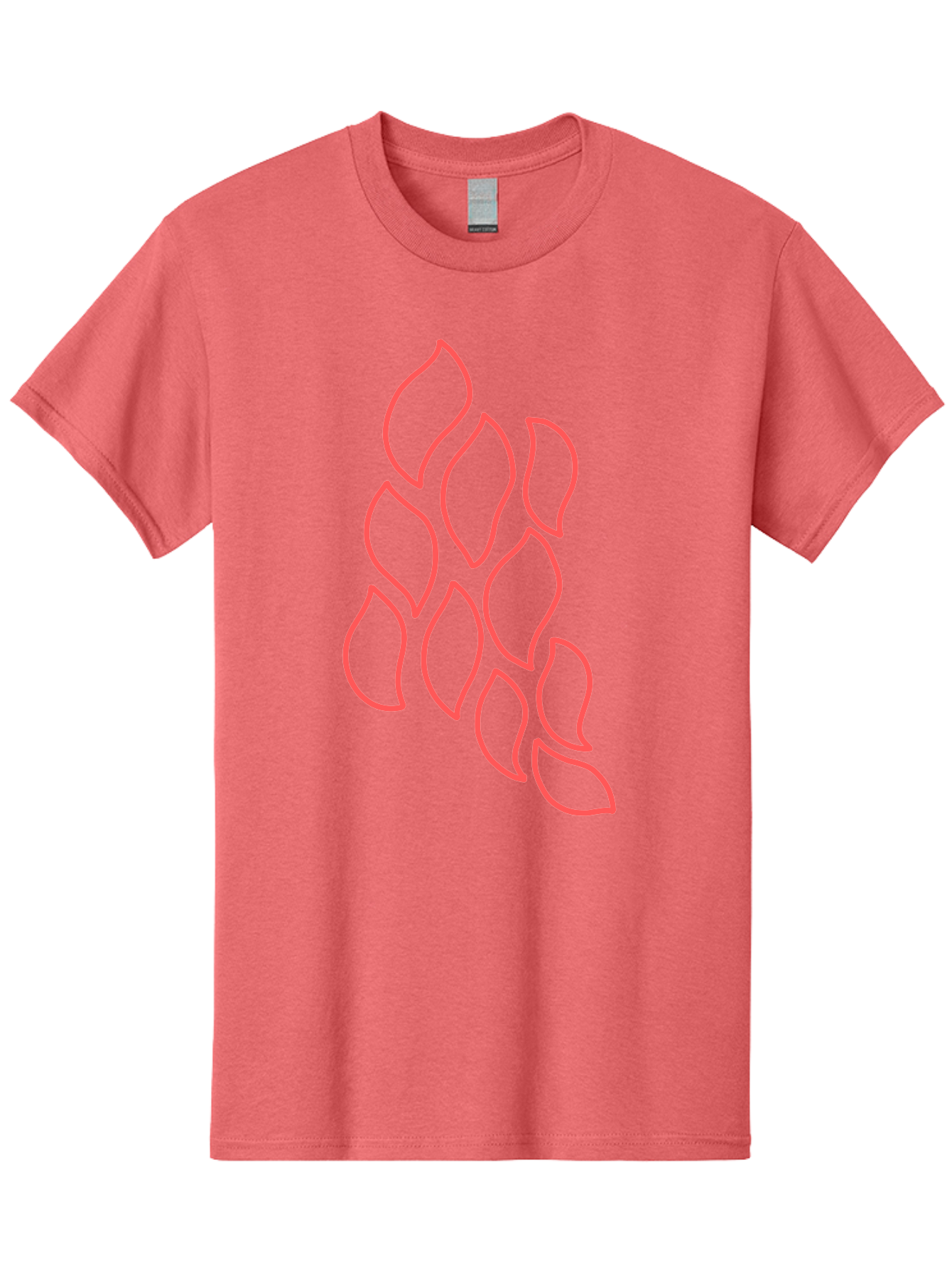 Red-Grapes Men'S Graphic Tee, 100% Cotton, Comfortable Casual Summer Wear, Machine Washable, Pink Leaves, Leafy Branch, Minimalist Design, Simple Shapes, Floral Element, Whimsical Art, Digital Illustration, Modern Graphics Aab787