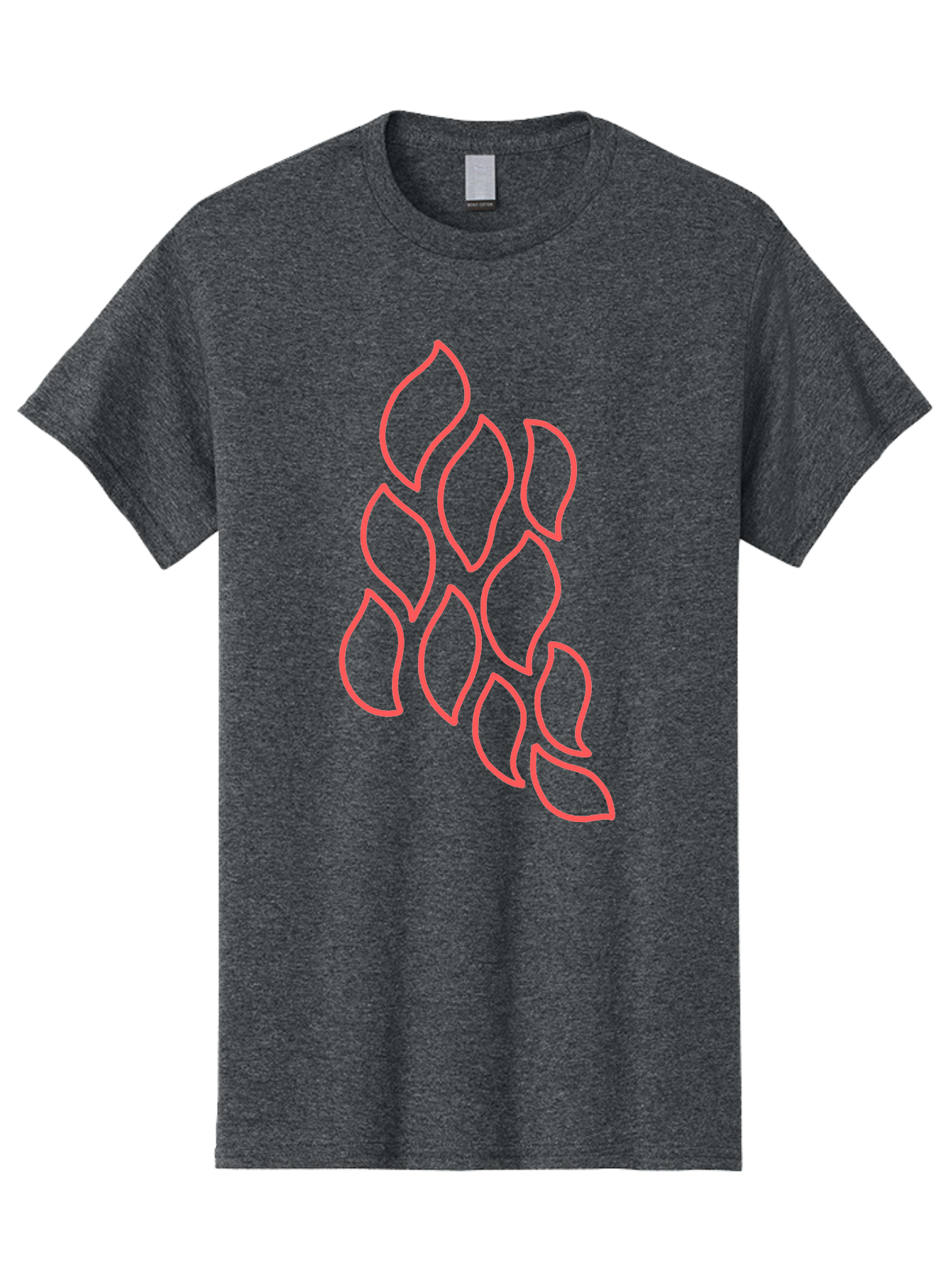 Red-Grapes Men'S Graphic Tee, 100% Cotton, Comfortable Casual Summer Wear, Machine Washable, Pink Leaves, Leafy Branch, Minimalist Design, Simple Shapes, Floral Element, Whimsical Art, Digital Illustration, Modern Graphics Aab787